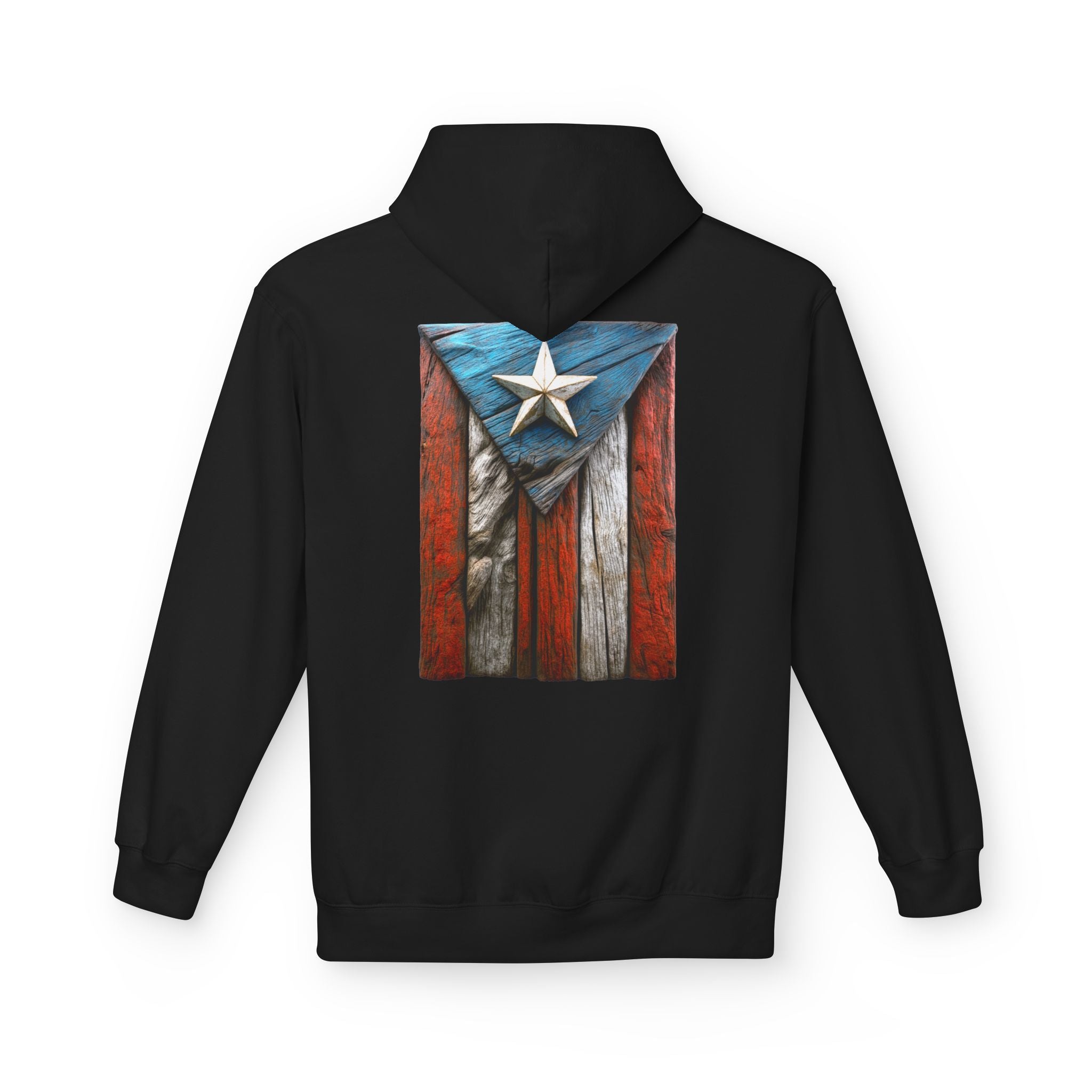 Hoodie Premium “Bandera en Madera” Orgullo de Puerto Rico 🇵🇷