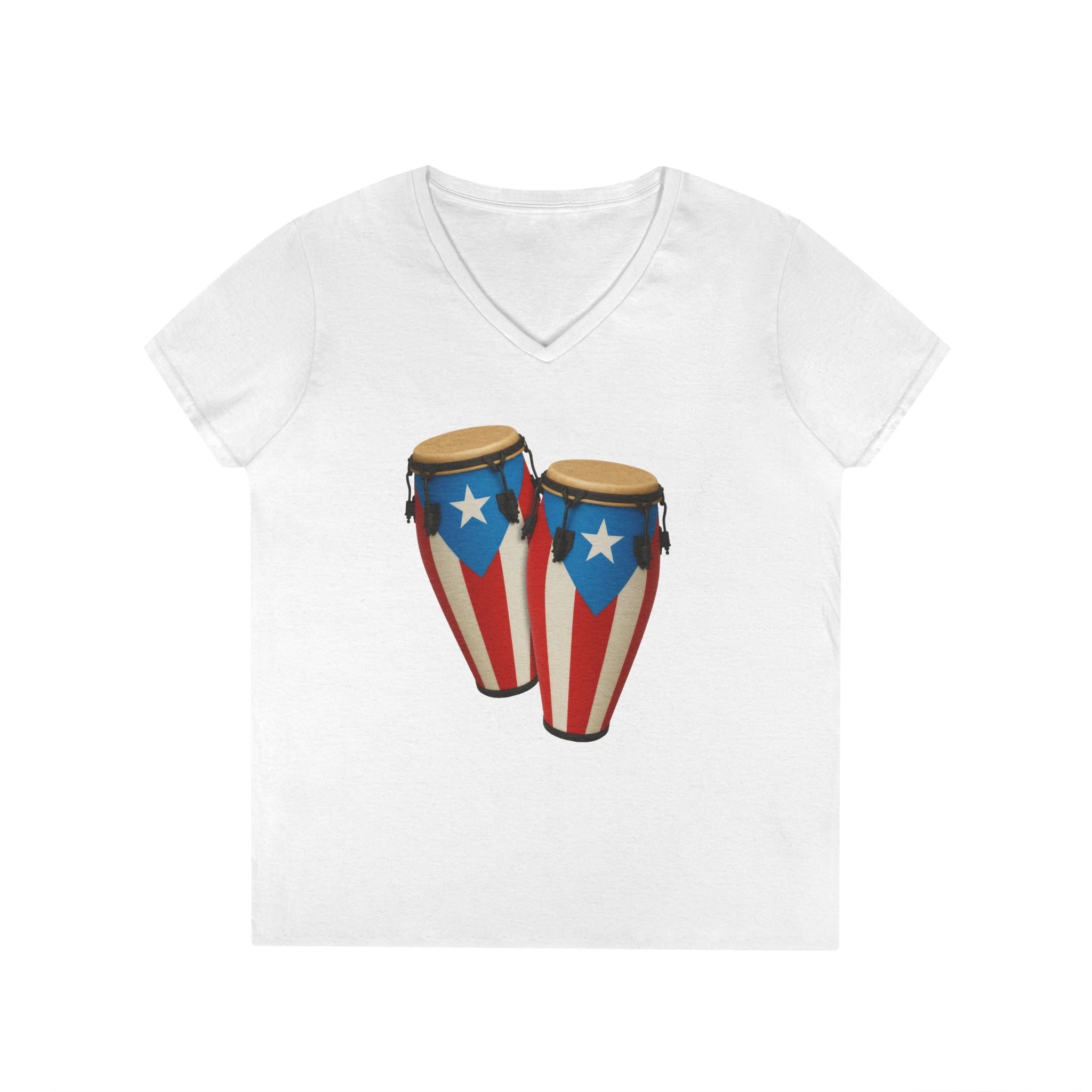 Camiseta V-Neck “Congas Boricuas” Ritmo, Cultura y Orgullo de Puerto Rico 🪘🇵🇷