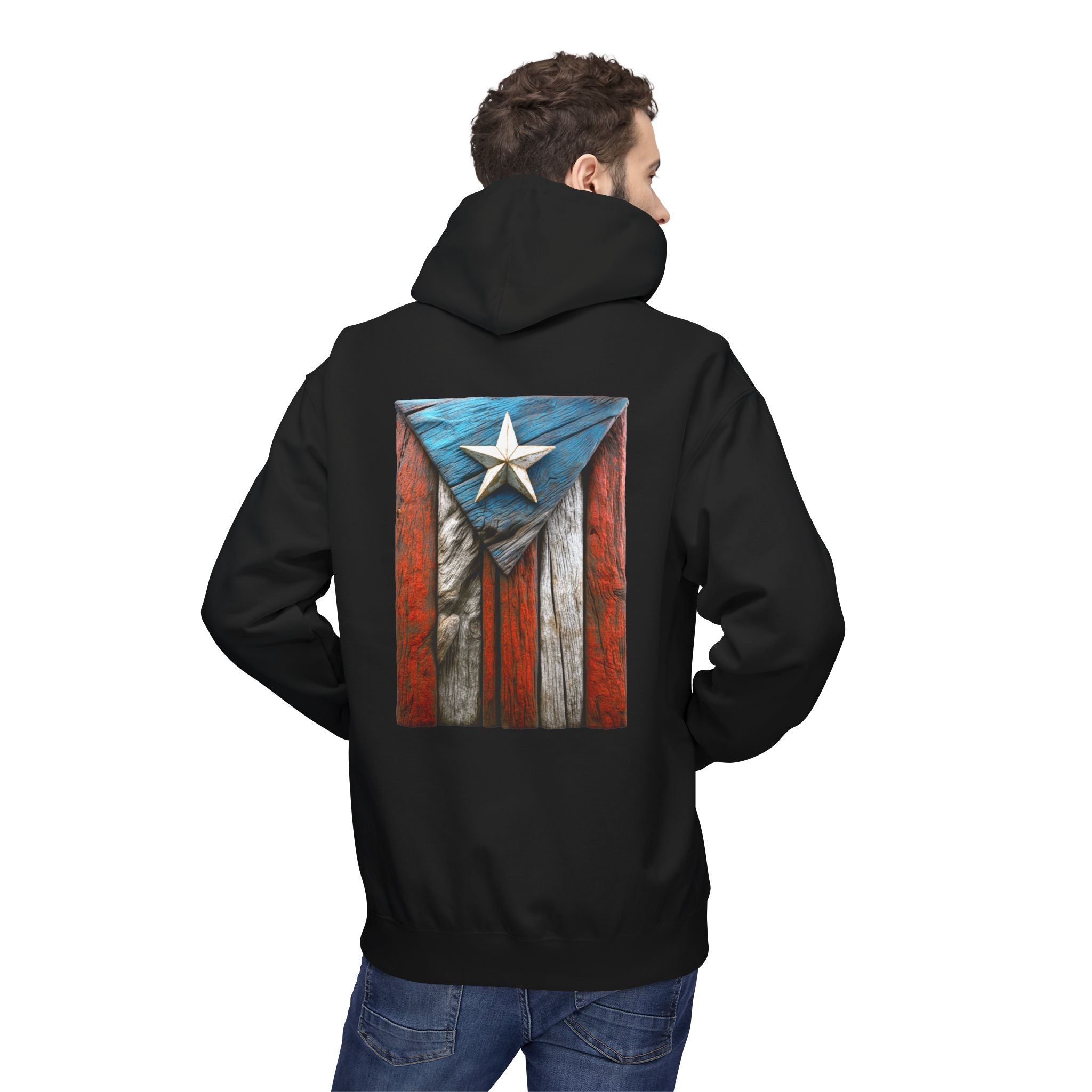 Hoodie Premium “Bandera en Madera” Orgullo de Puerto Rico 🇵🇷