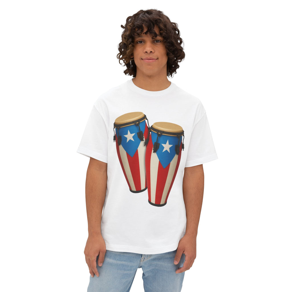 Camiseta Oversized Heavy Weight Premium “Batey Boricua” Congas con Bandera de Puerto Rico 🇵🇷