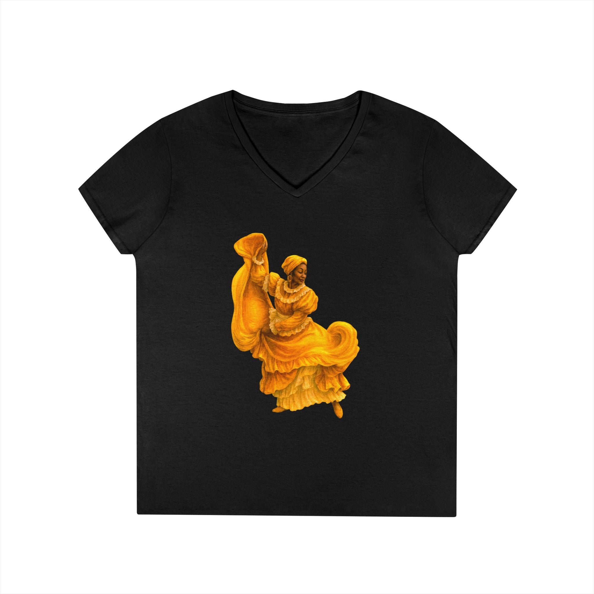Camiseta V-Neck “Bailadora de Bomba” Ritmo, Cultura y Orgullo Boricua 🇵🇷