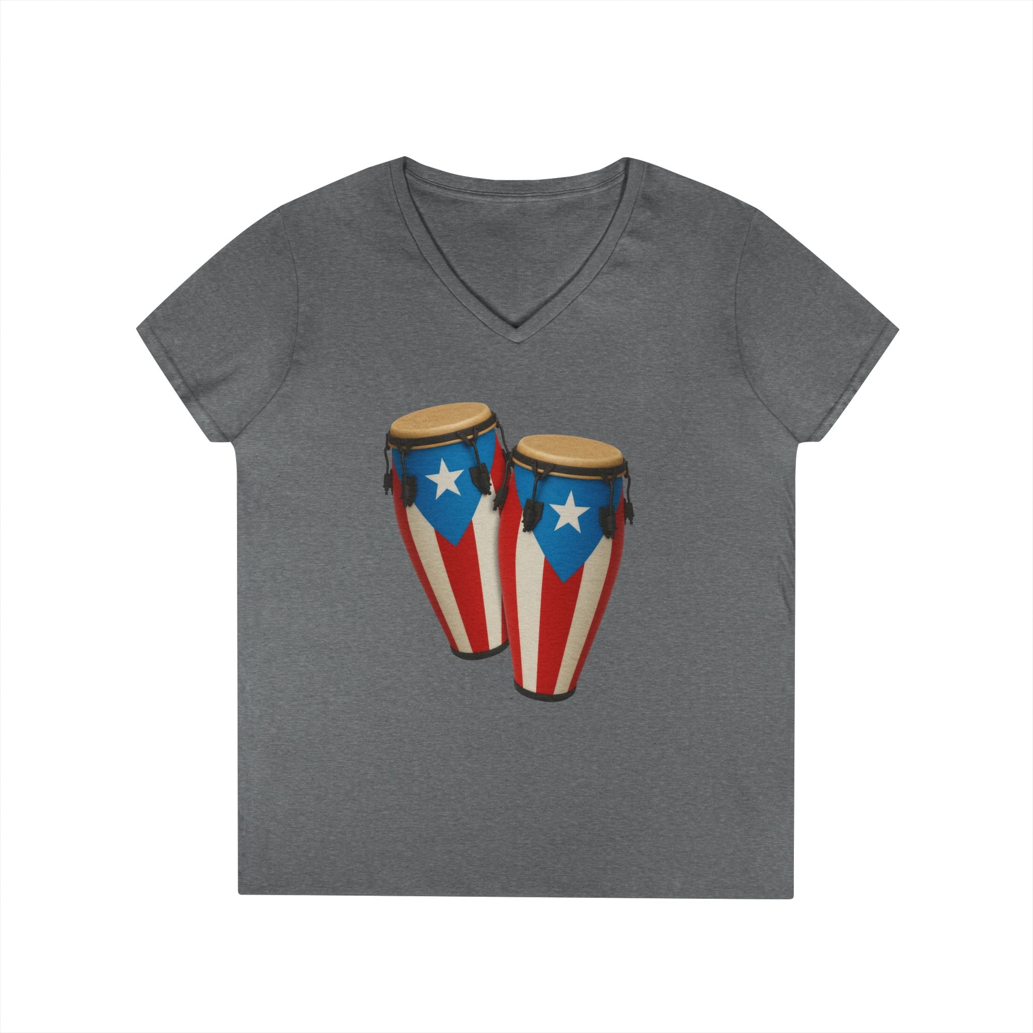 Camiseta V-Neck “Congas Boricuas” Ritmo, Cultura y Orgullo de Puerto Rico 🪘🇵🇷