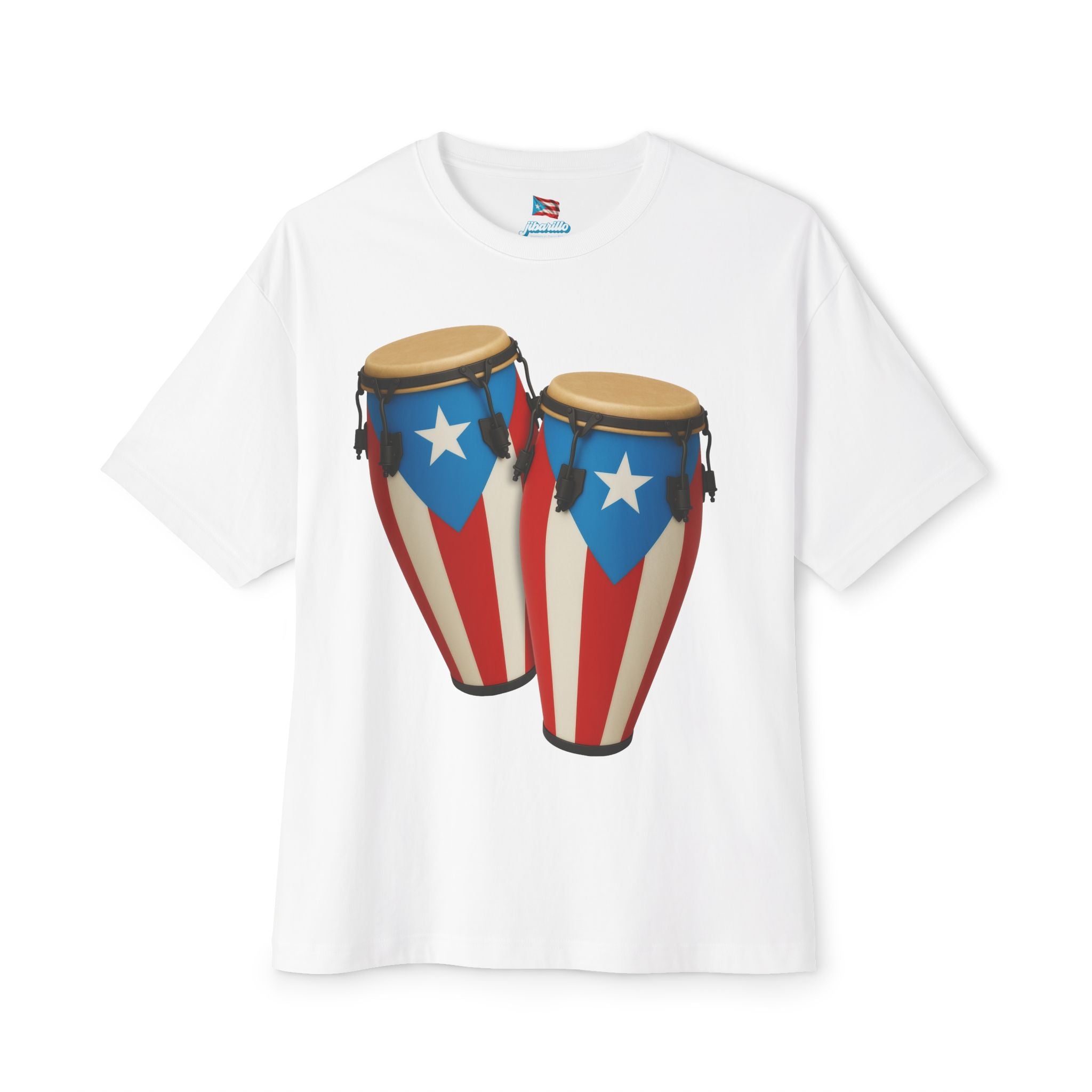 Camiseta Oversized Heavy Weight Premium “Batey Boricua” Congas con Bandera de Puerto Rico 🇵🇷