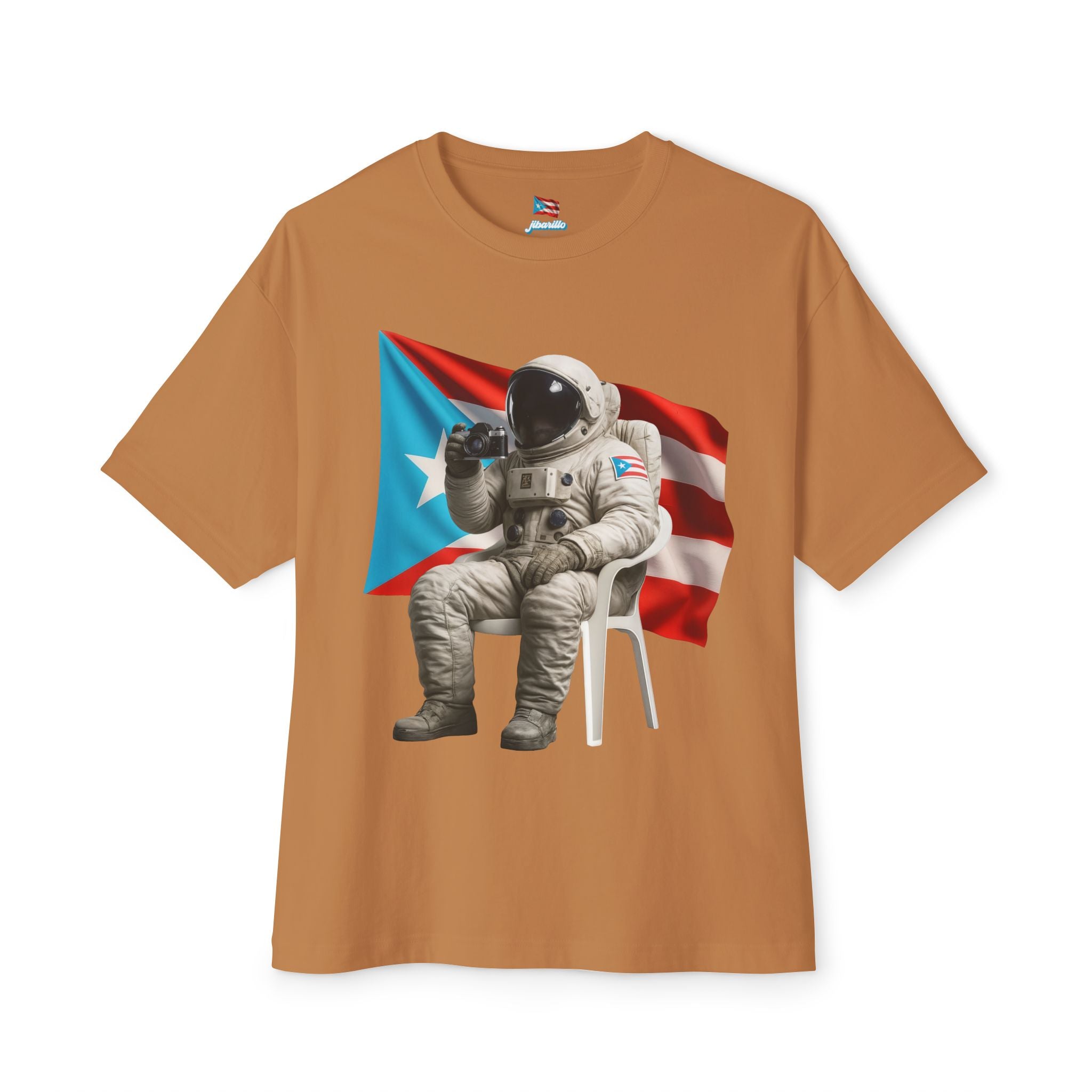 Camiseta Premium front print “Boricua en la Luna” Astronauta Boricua Oversized Heavy Weight 🇵🇷