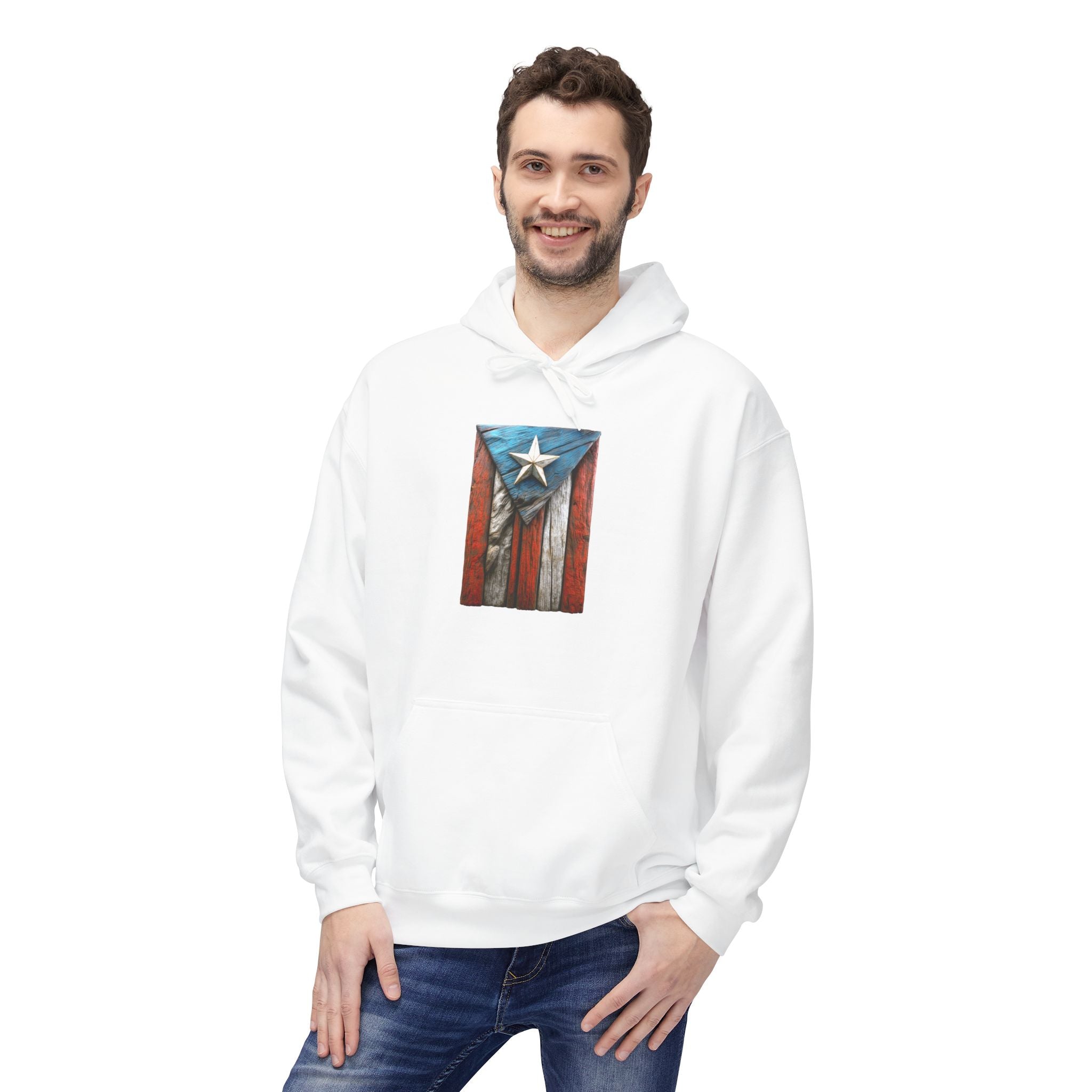Hoodie Premium “Bandera en Madera” Orgullo de Puerto Rico 🇵🇷