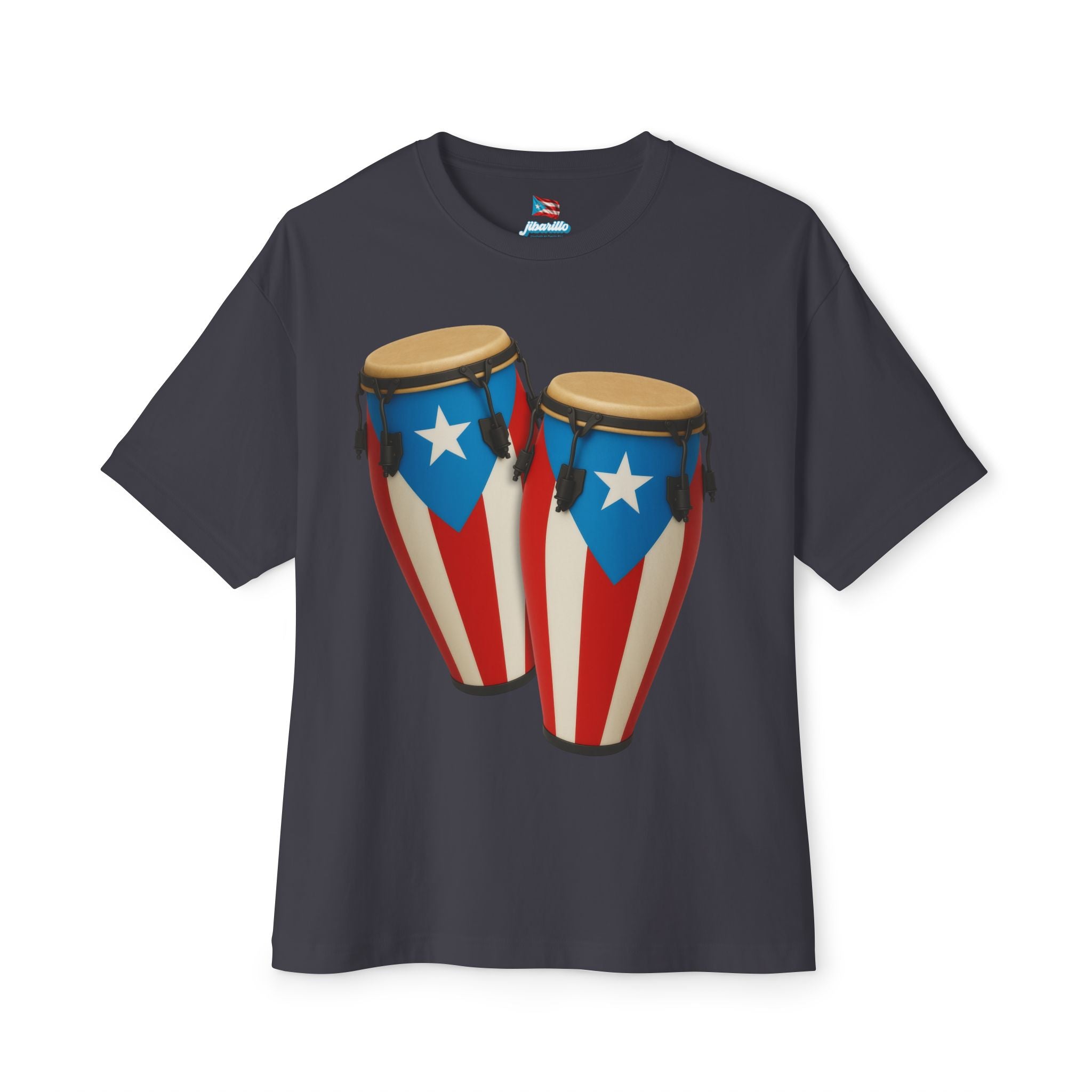 Camiseta Oversized Heavy Weight Premium “Batey Boricua” Congas con Bandera de Puerto Rico 🇵🇷