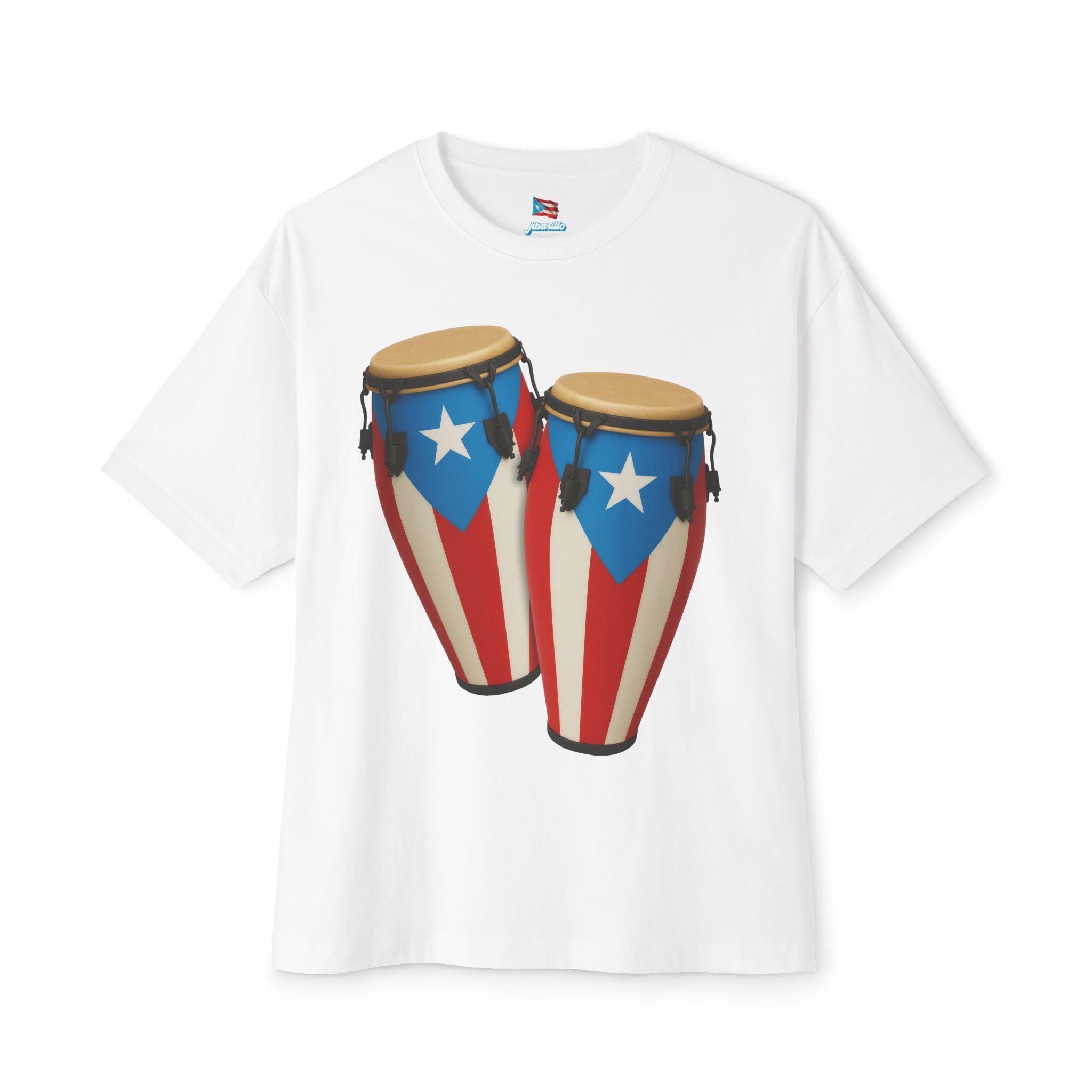 Camiseta Oversized Heavy Weight Premium front print “Batey Boricua” Congas con Bandera de Puerto Rico 🇵🇷