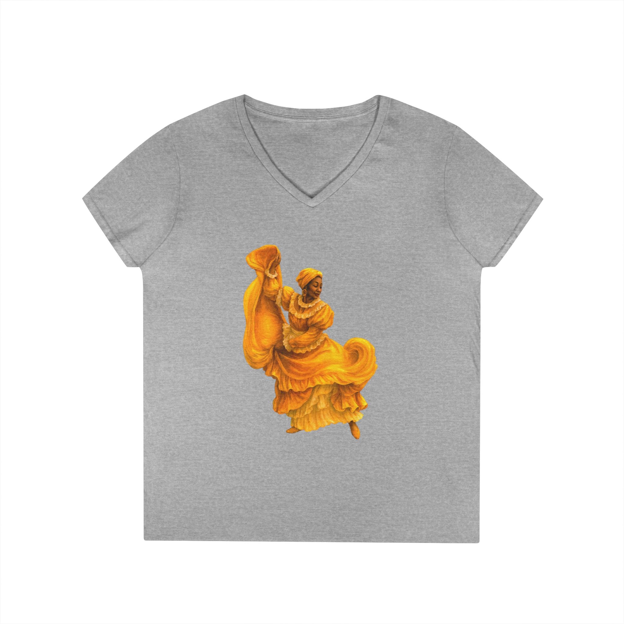 Camiseta V-Neck “Bailadora de Bomba” Ritmo, Cultura y Orgullo Boricua 🇵🇷