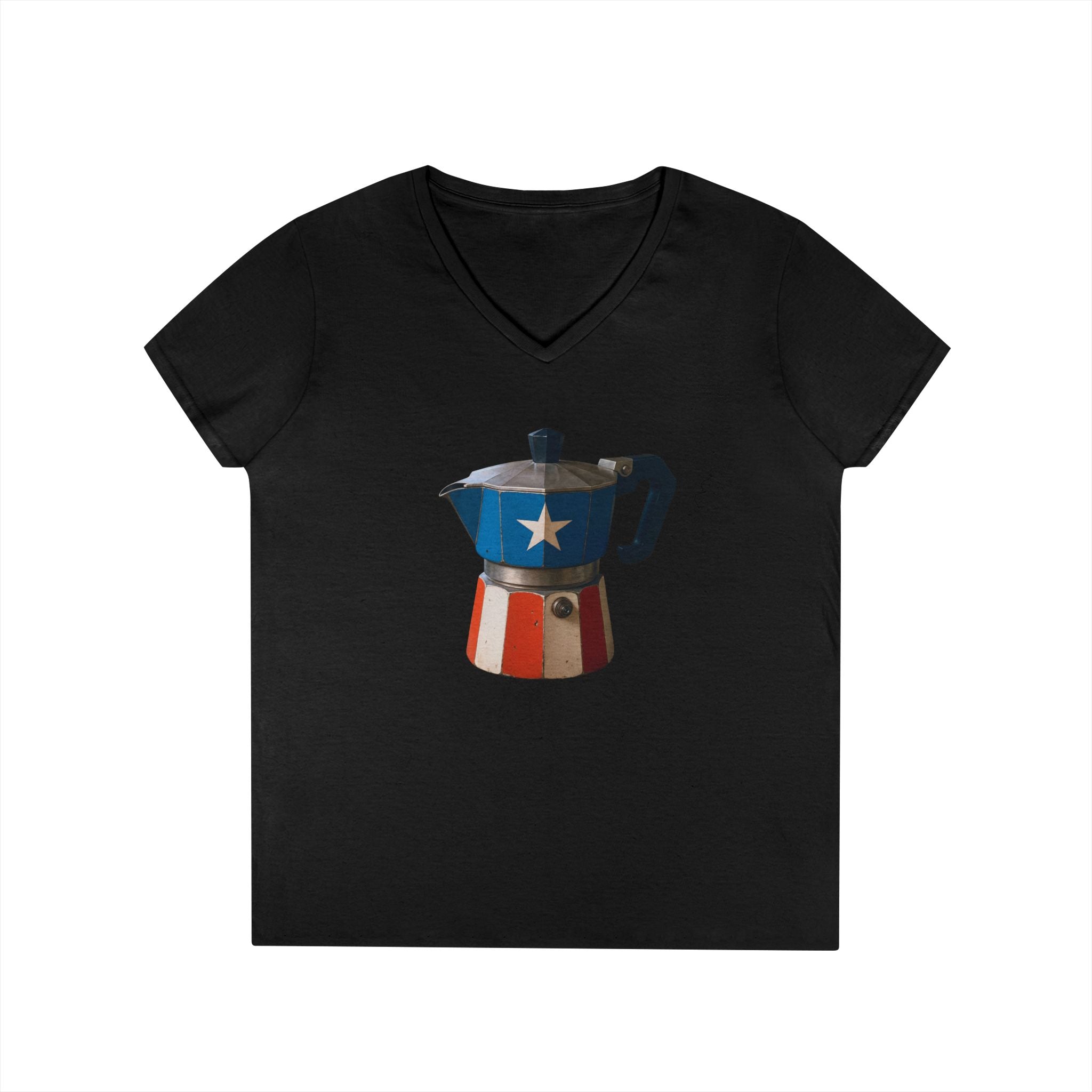 Camiseta V-Neck “Cafetera Boricua” Tradición, Sabor y Orgullo de Puerto Rico ☕🇵🇷