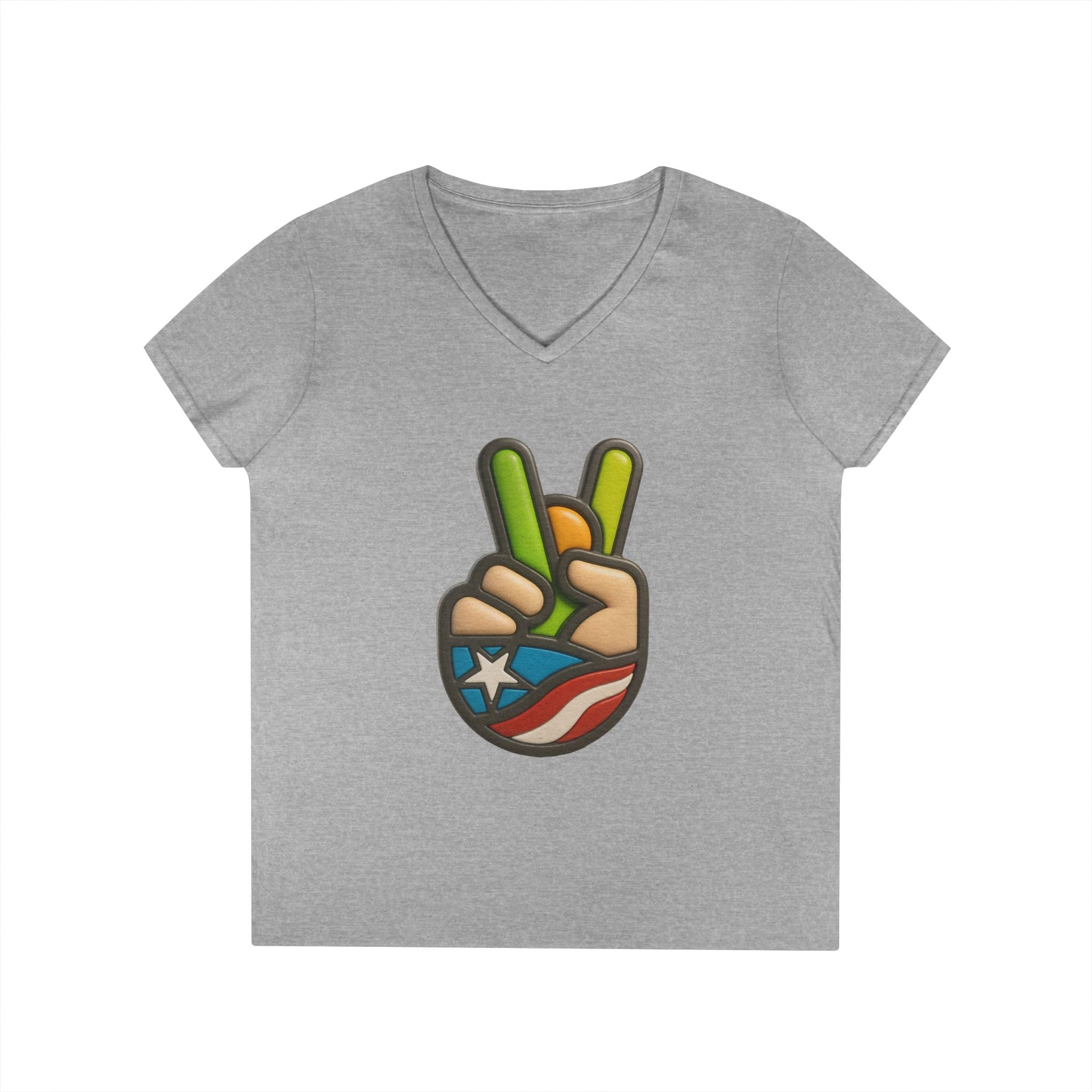 Camiseta V-Neck “Paz Boricua” Orgullo, Cultura y Estilo Caribeño 🇵🇷✌️