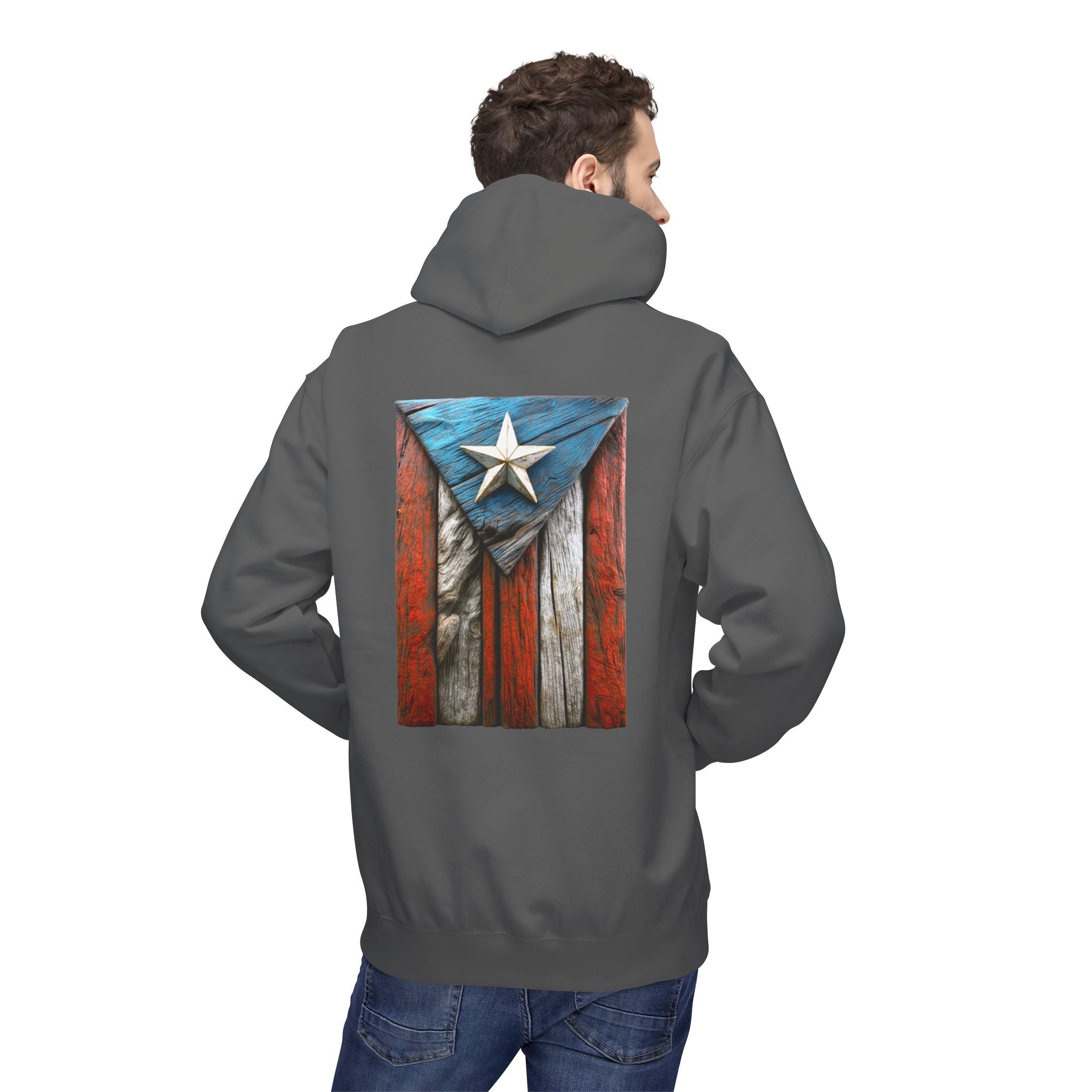 Hoodie Premium “Bandera en Madera” Orgullo de Puerto Rico 🇵🇷