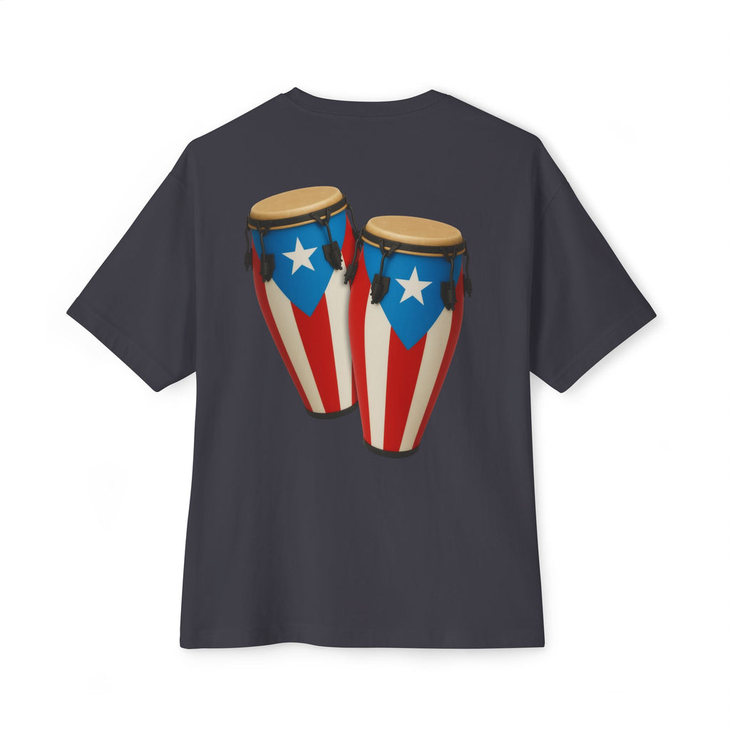 Camiseta Oversized Heavy Weight Premium “Batey Boricua” Congas con Bandera de Puerto Rico 🇵🇷