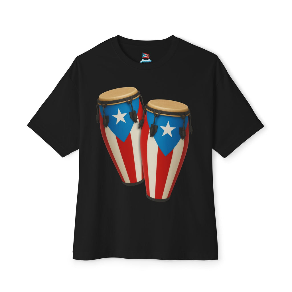 Camiseta Oversized Heavy Weight Premium front print “Batey Boricua” Congas con Bandera de Puerto Rico 🇵🇷