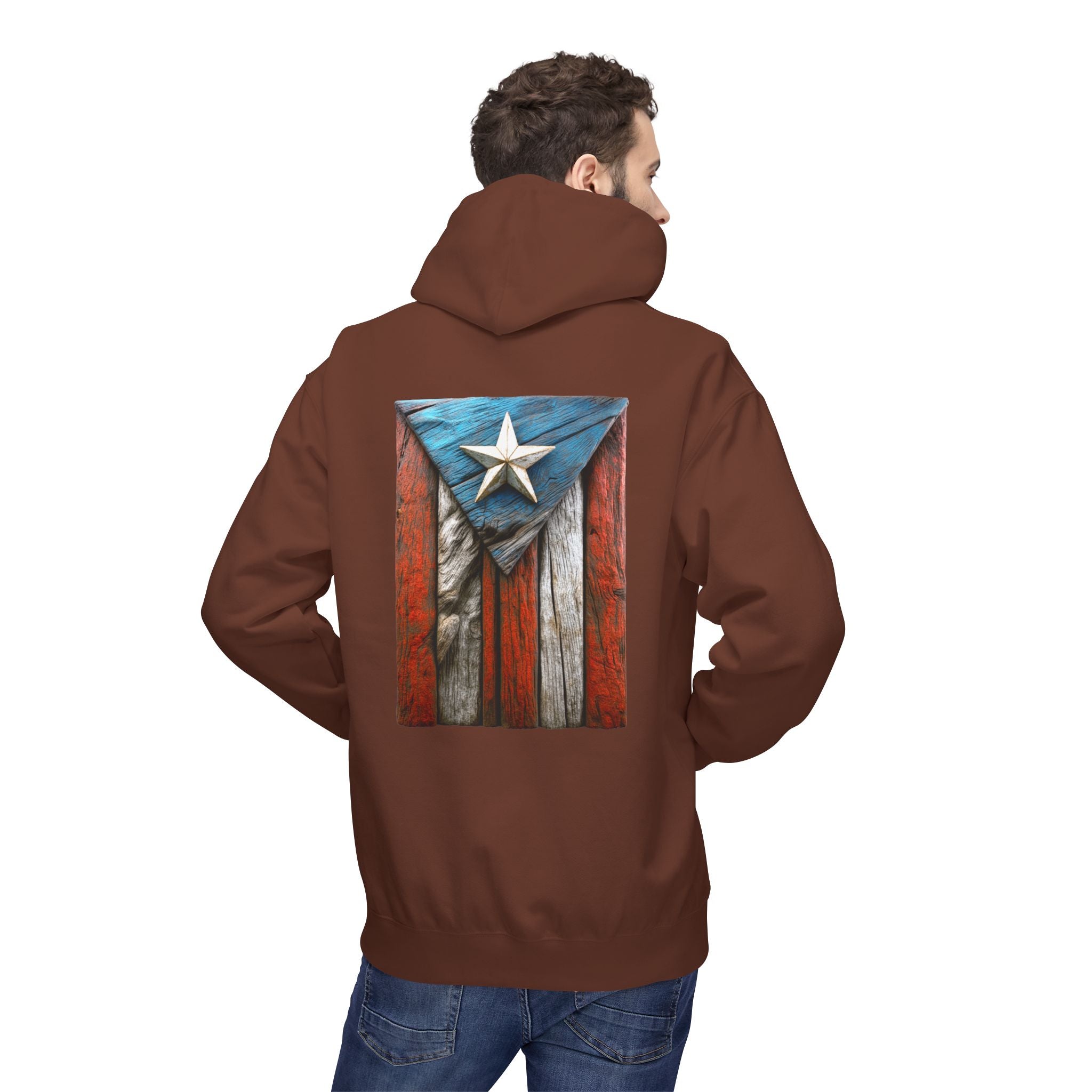 Hoodie Premium “Bandera en Madera” Orgullo de Puerto Rico 🇵🇷