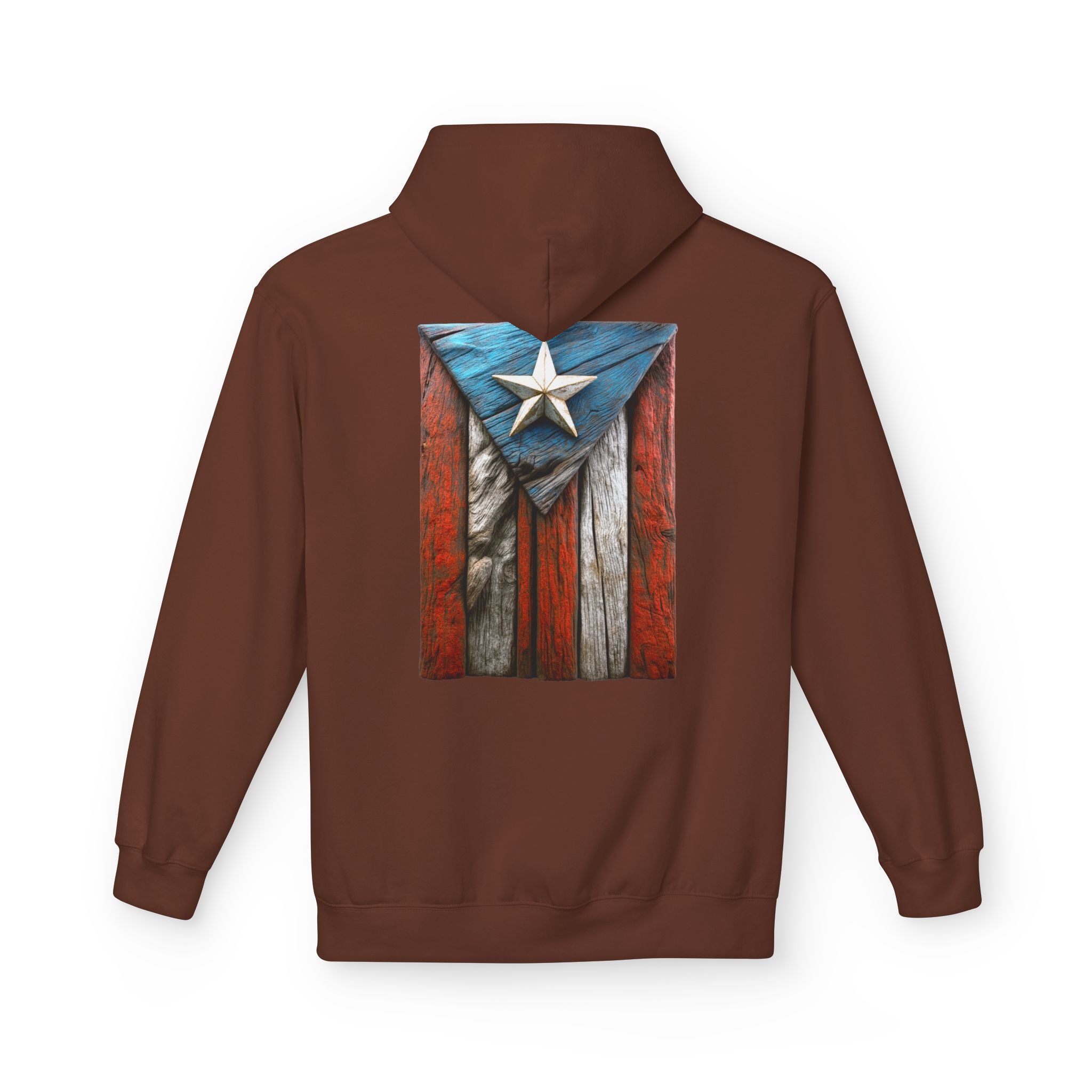 Hoodie Premium “Bandera en Madera” Orgullo de Puerto Rico 🇵🇷
