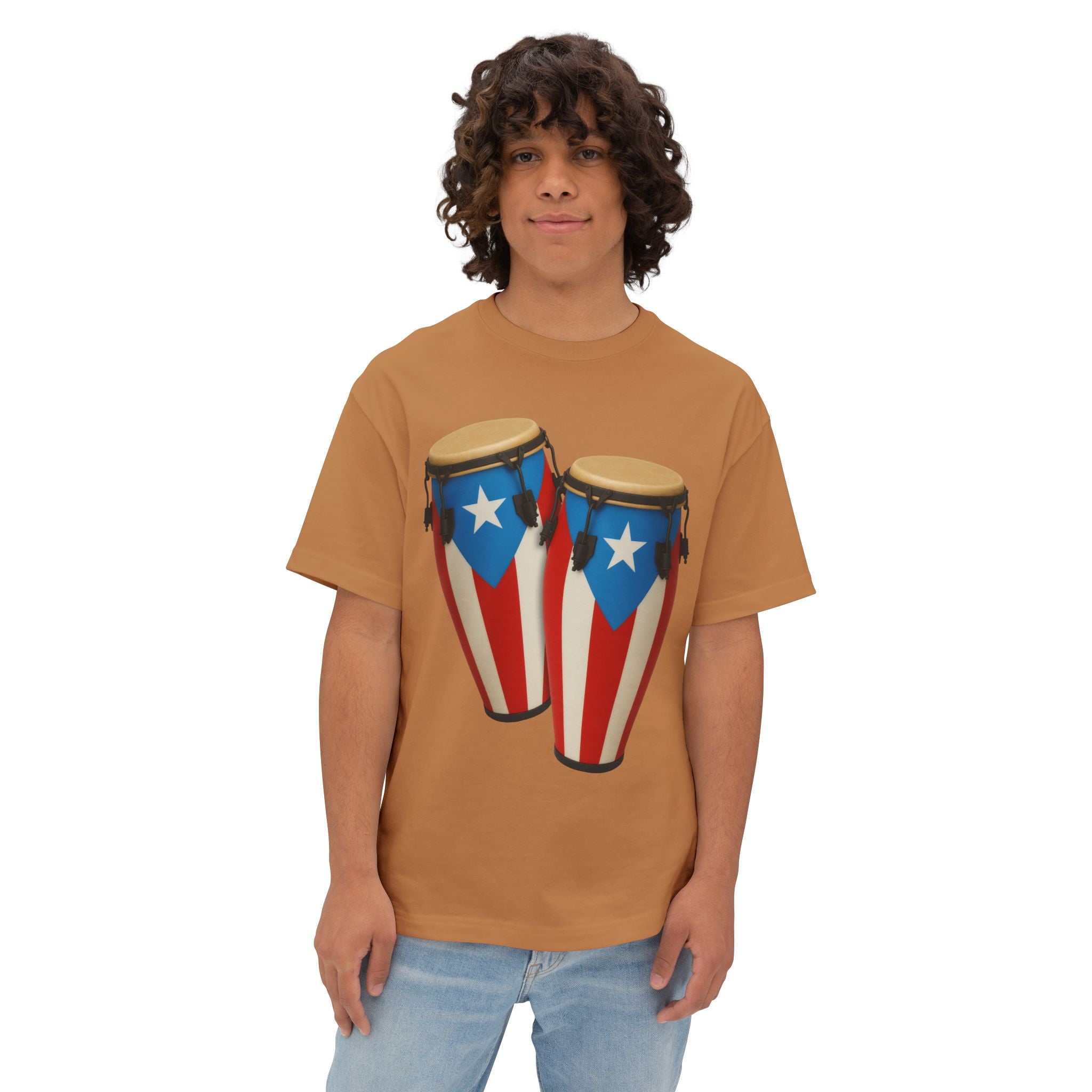 Camiseta Oversized Heavy Weight Premium “Batey Boricua” Congas con Bandera de Puerto Rico 🇵🇷