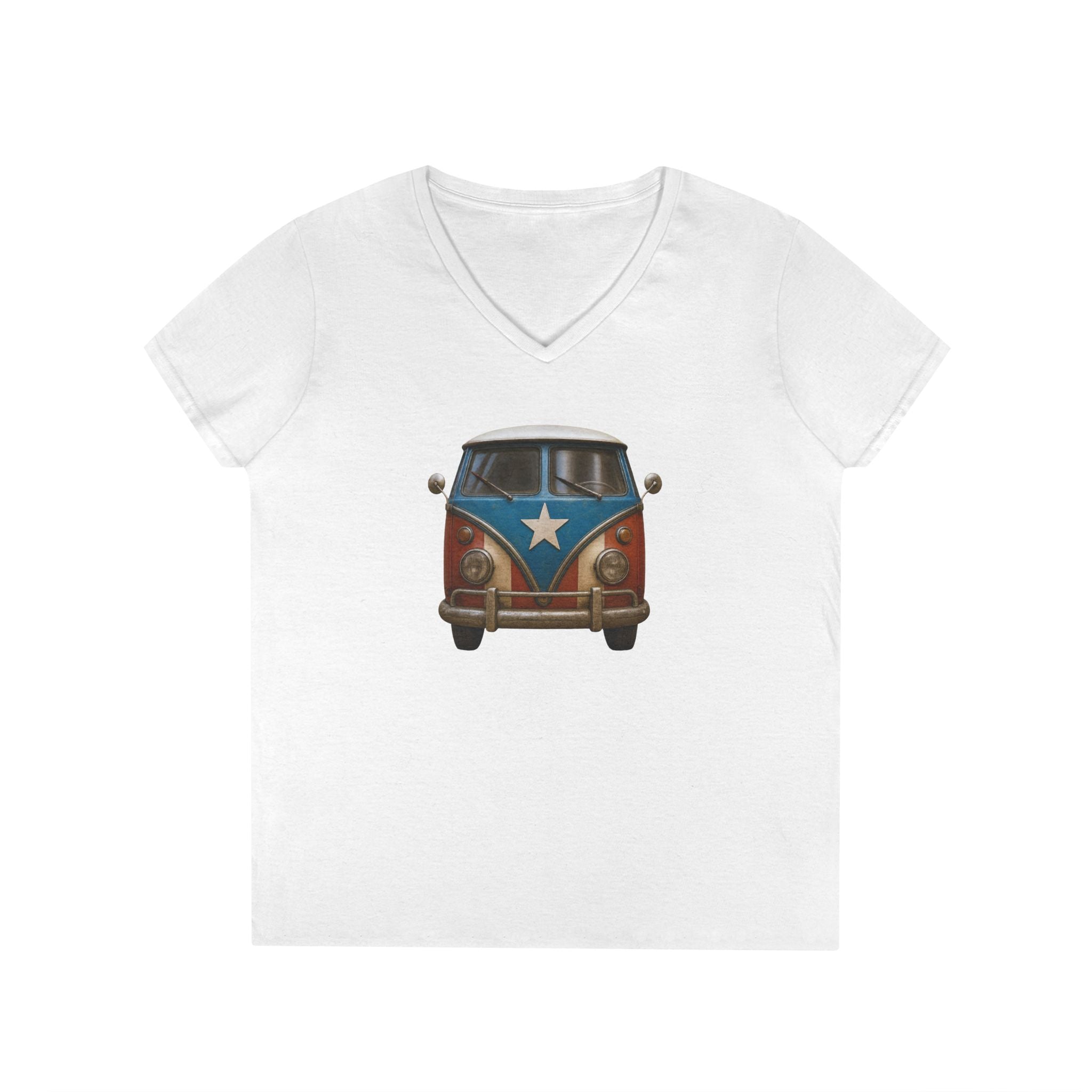 Camiseta V-Neck “La Van Boricua” Espíritu Libre y Orgullo de Puerto Rico 🚐🇵🇷