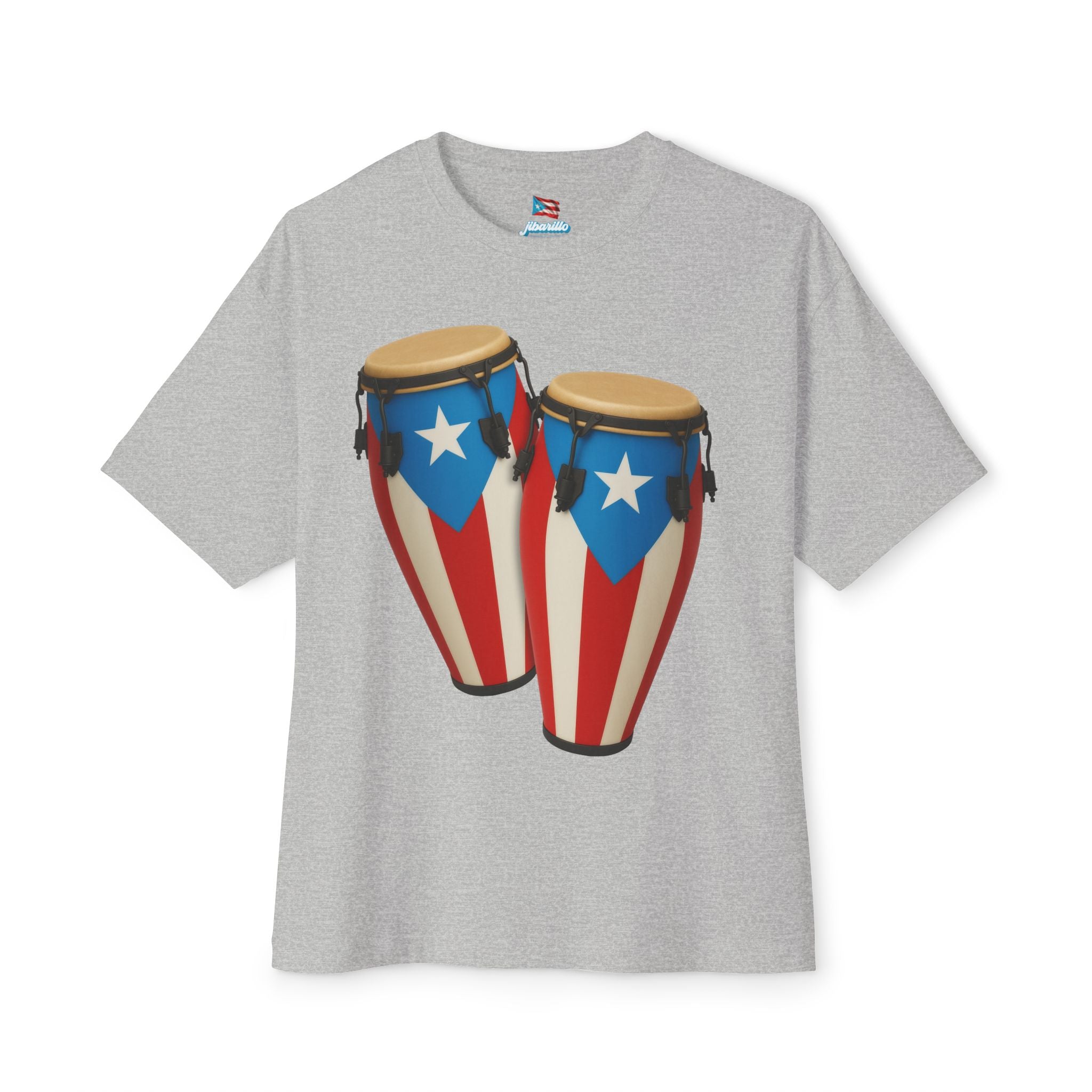 Camiseta Oversized Heavy Weight Premium “Batey Boricua” Congas con Bandera de Puerto Rico 🇵🇷