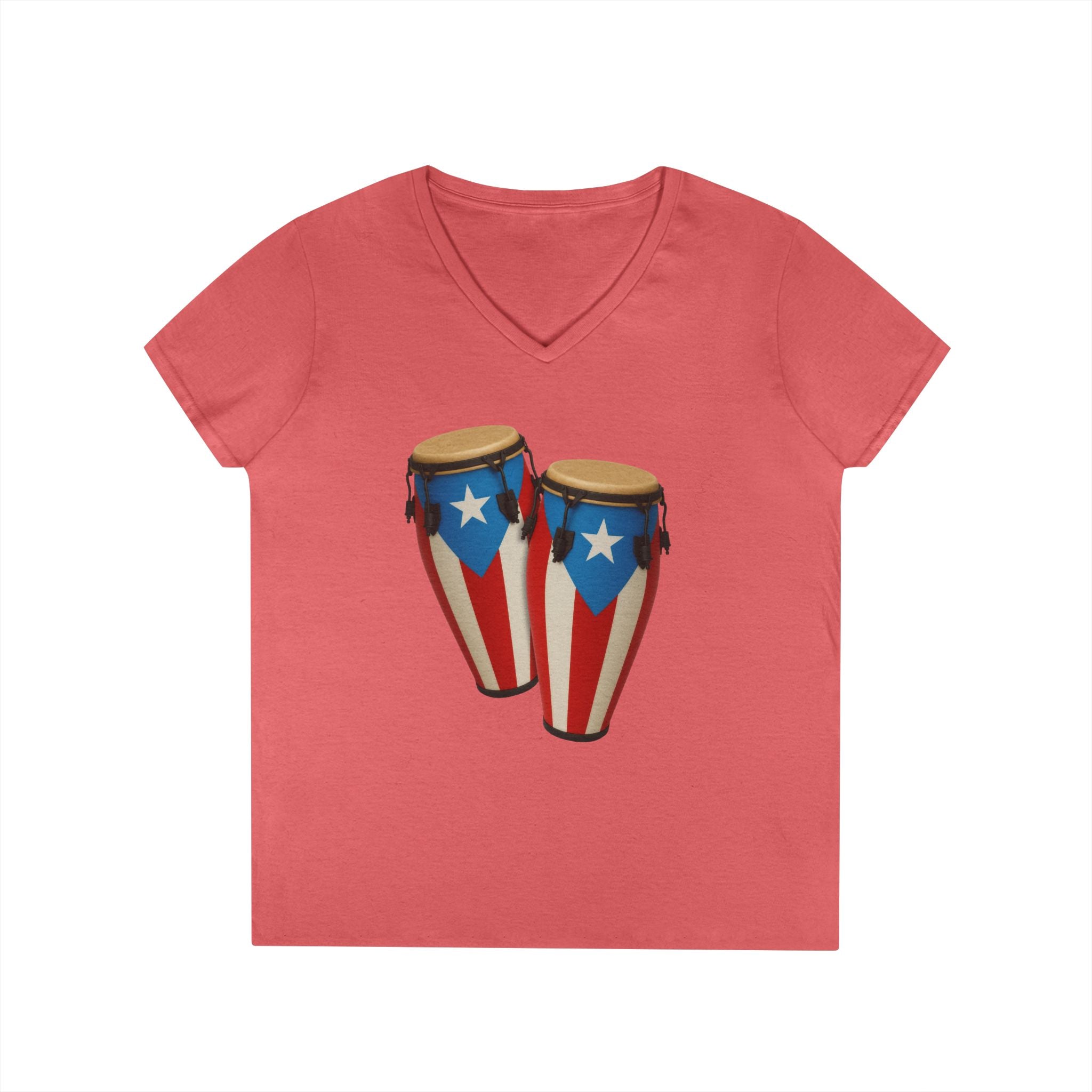 Camiseta V-Neck “Congas Boricuas” Ritmo, Cultura y Orgullo de Puerto Rico 🪘🇵🇷