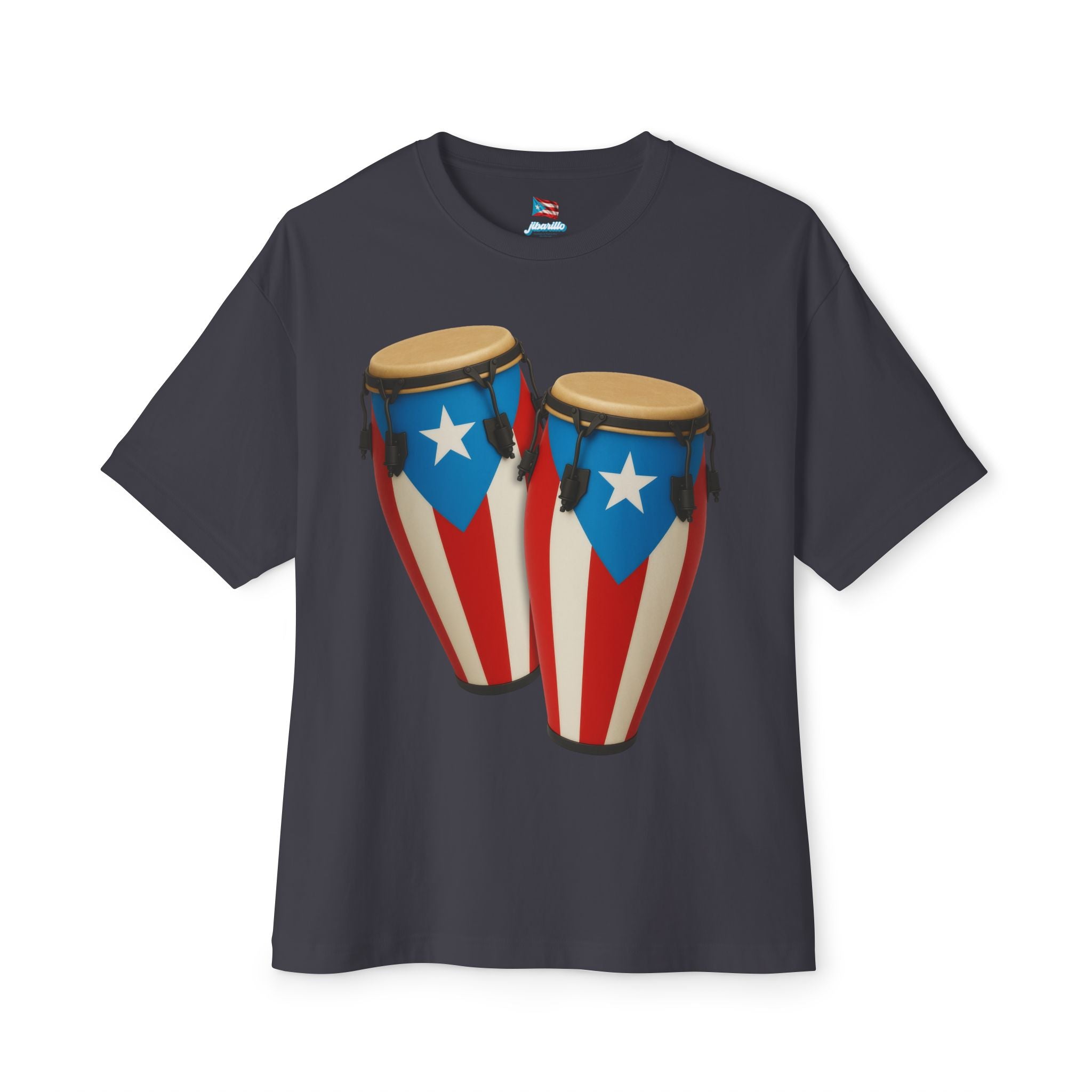 Camiseta Oversized Heavy Weight Premium front print “Batey Boricua” Congas con Bandera de Puerto Rico 🇵🇷