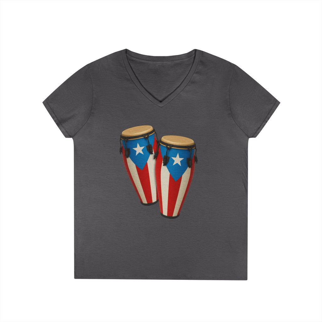 Camiseta V-Neck “Congas Boricuas” Ritmo, Cultura y Orgullo de Puerto Rico 🪘🇵🇷