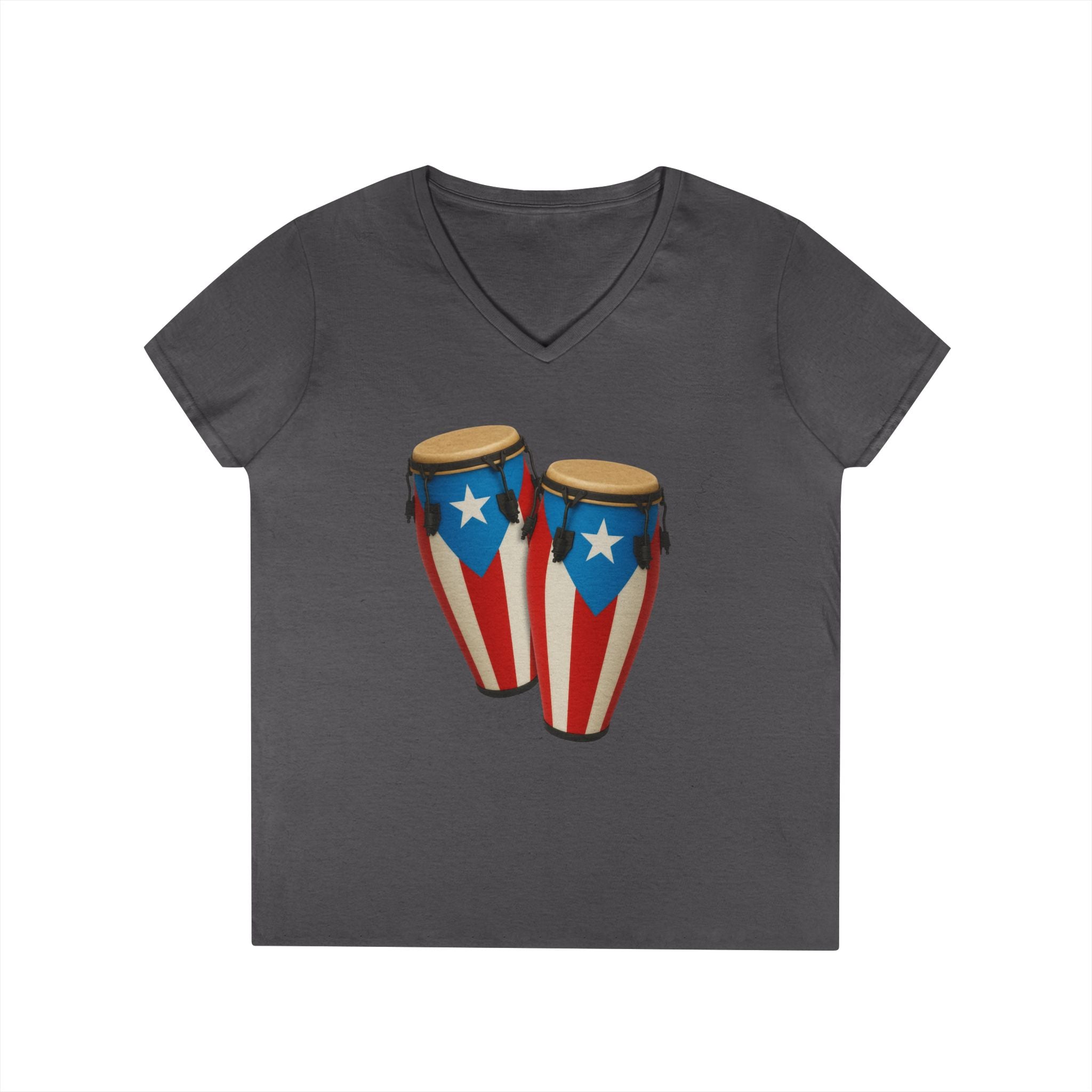 Camiseta V-Neck “Congas Boricuas” Ritmo, Cultura y Orgullo de Puerto Rico 🪘🇵🇷