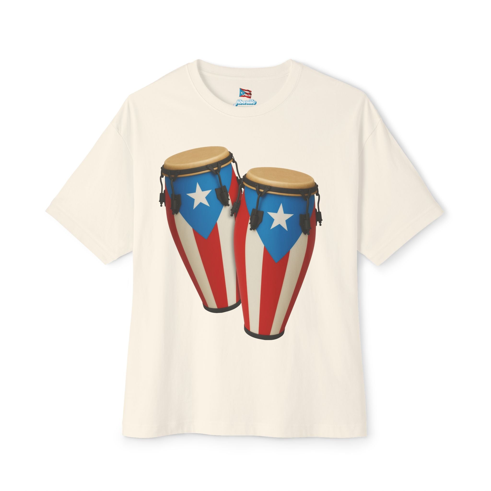 Camiseta Oversized Heavy Weight Premium “Batey Boricua” Congas con Bandera de Puerto Rico 🇵🇷