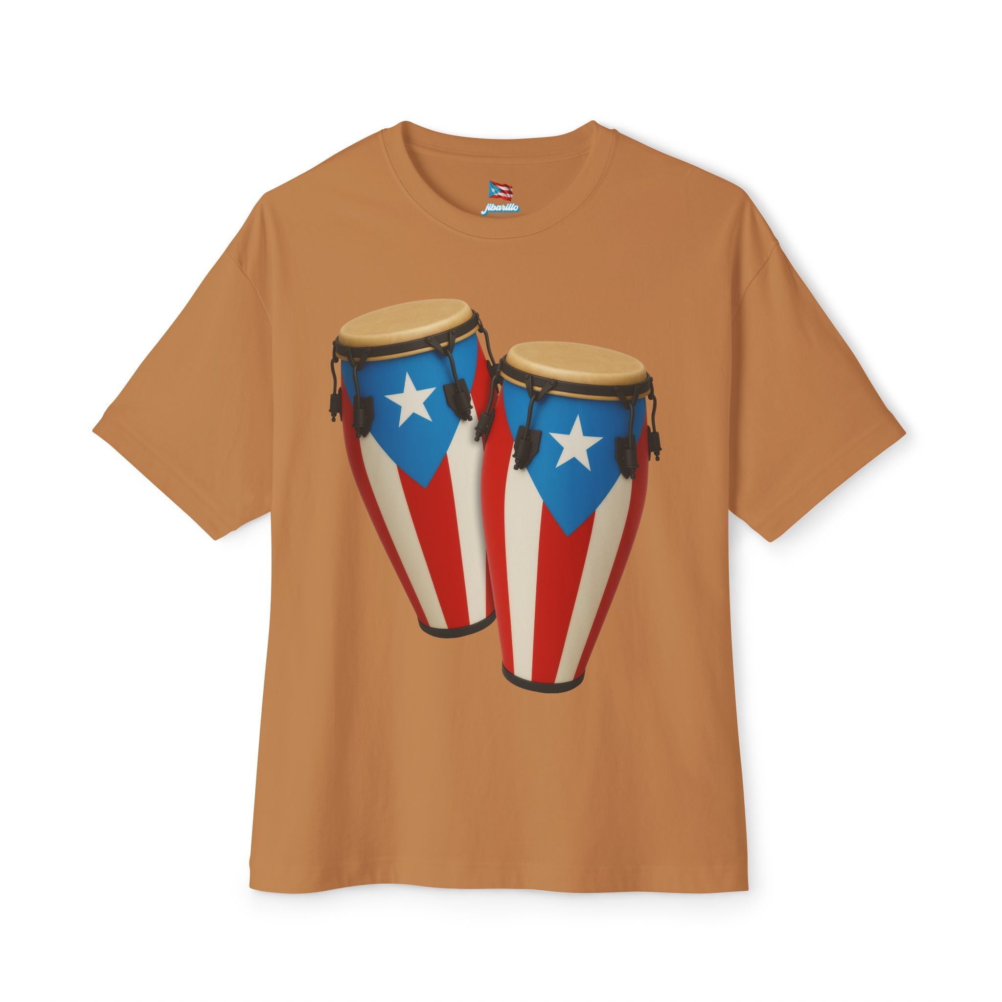 Camiseta Oversized Heavy Weight Premium front print “Batey Boricua” Congas con Bandera de Puerto Rico 🇵🇷