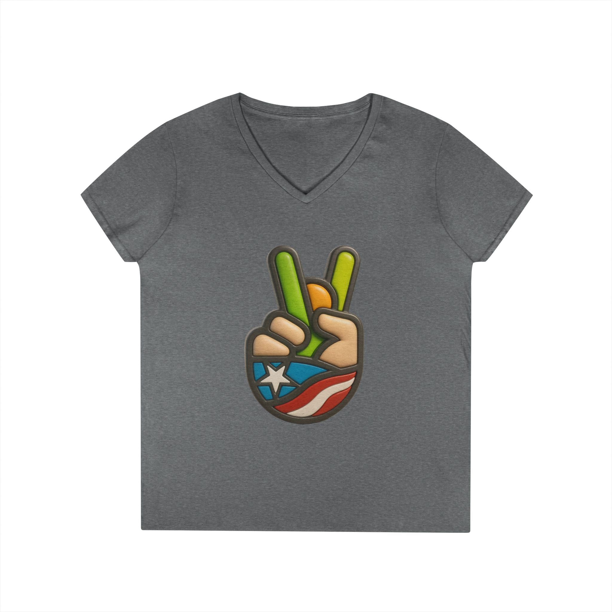 Camiseta V-Neck “Paz Boricua” Orgullo, Cultura y Estilo Caribeño 🇵🇷✌️