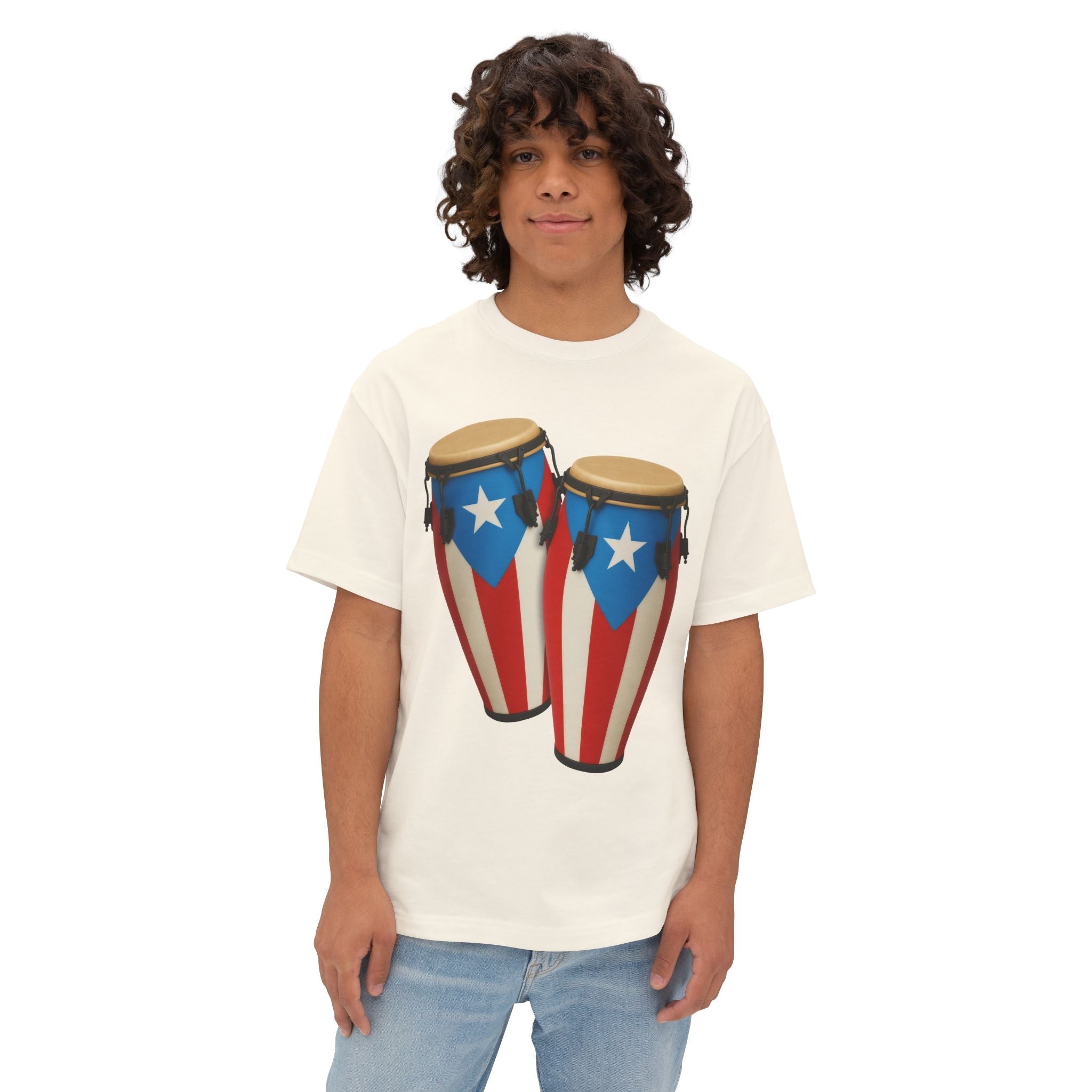 Camiseta Oversized Heavy Weight Premium “Batey Boricua” Congas con Bandera de Puerto Rico 🇵🇷