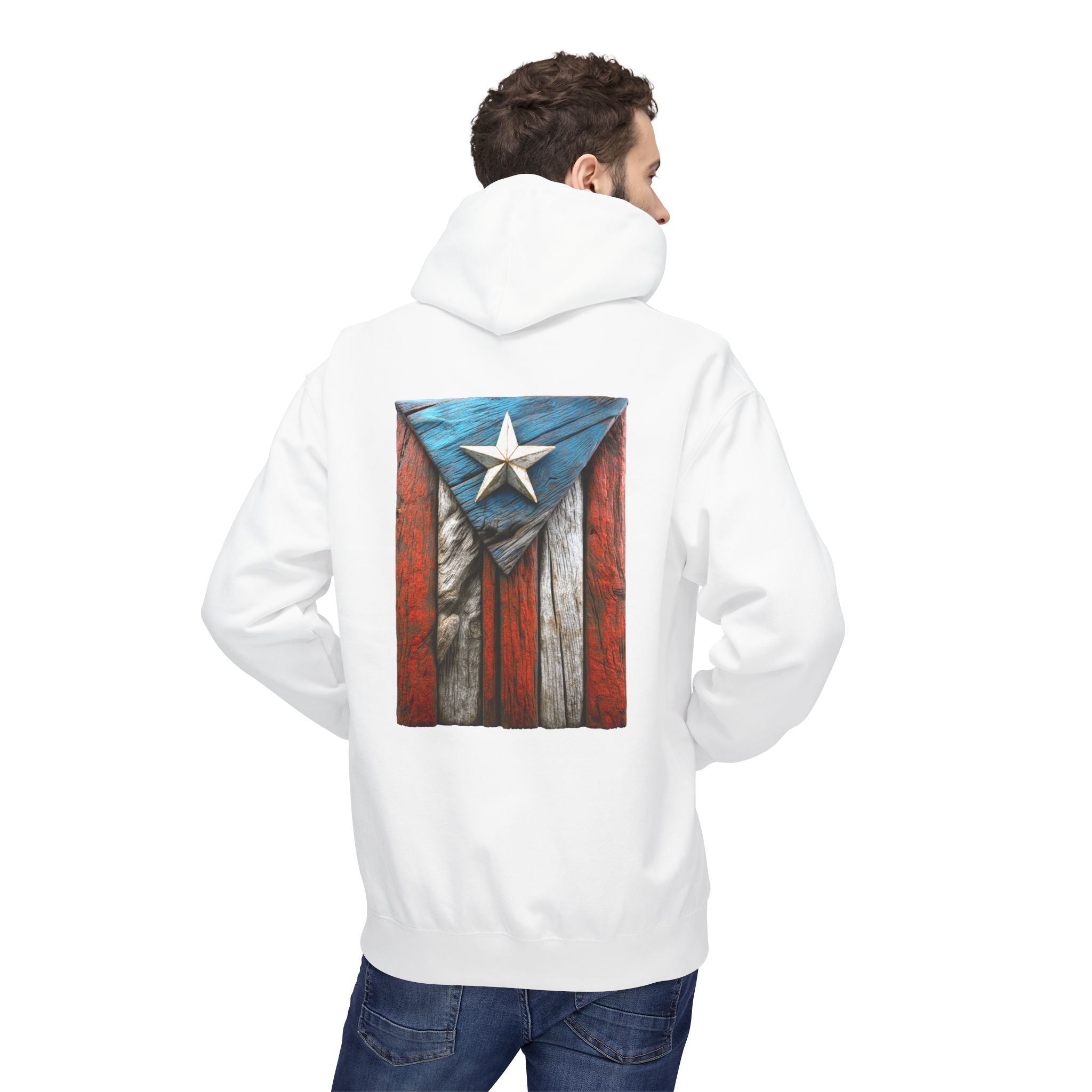 Hoodie Premium “Bandera en Madera” Orgullo de Puerto Rico 🇵🇷