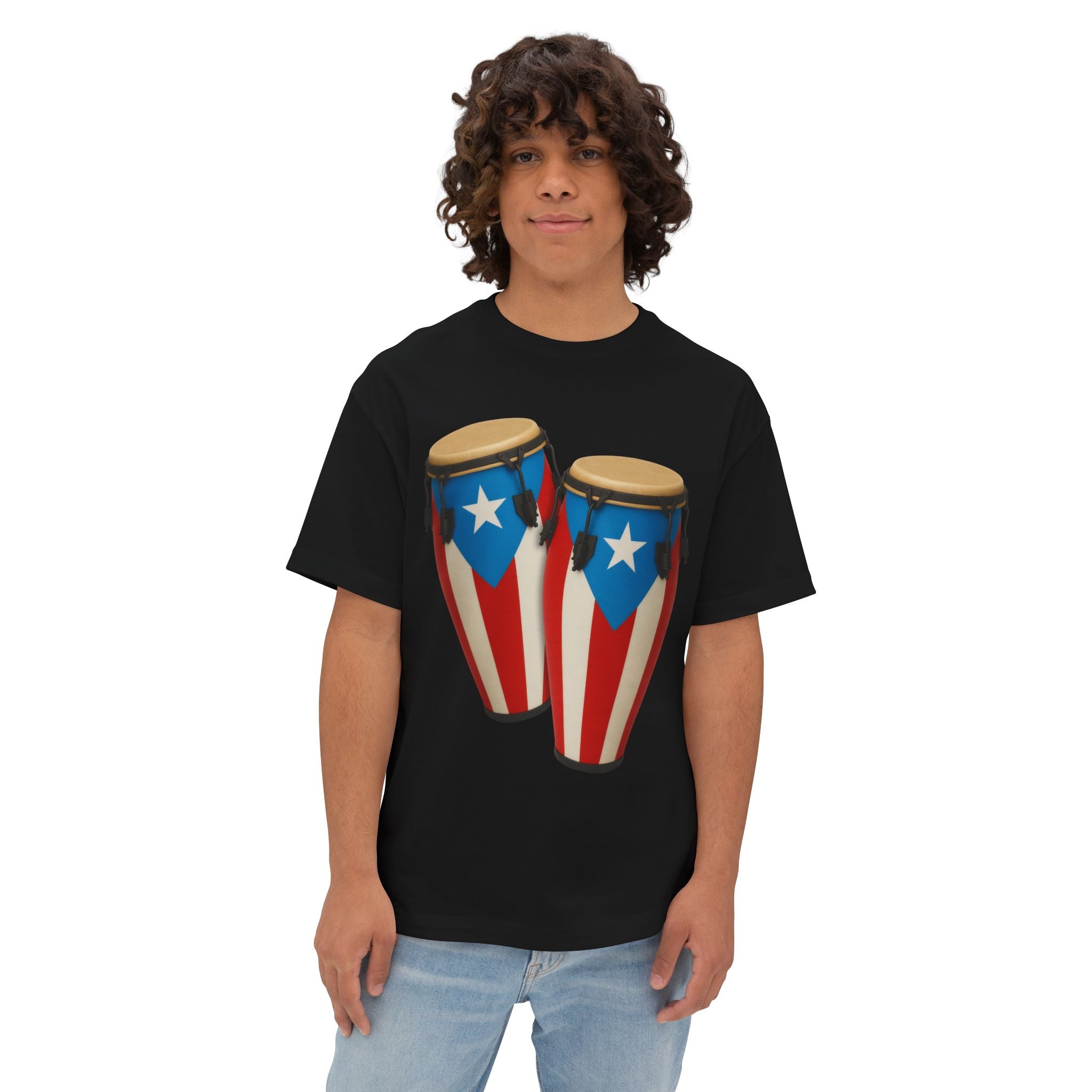 Camiseta Oversized Heavy Weight Premium “Batey Boricua” Congas con Bandera de Puerto Rico 🇵🇷