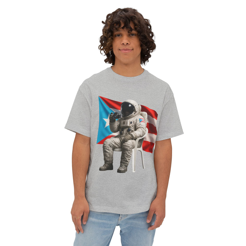 Camiseta Premium front print “Boricua en la Luna” Astronauta Boricua Oversized Heavy Weight 🇵🇷