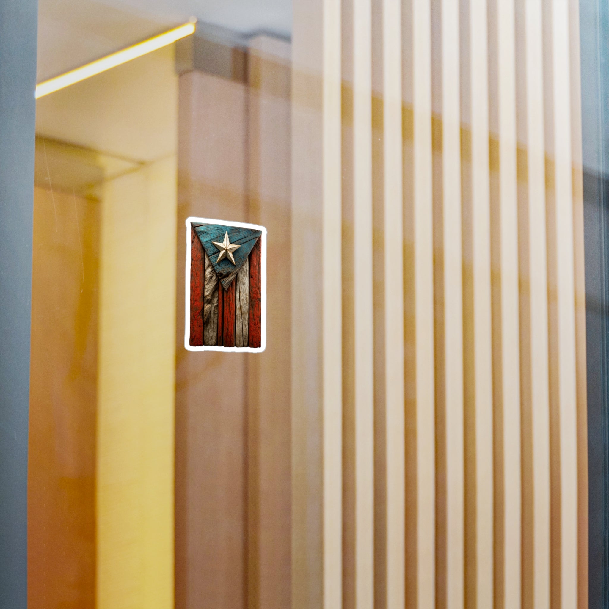 Sticker Bandera de Puerto Rico en Madera | Stickers Boricuas - Jibarillo