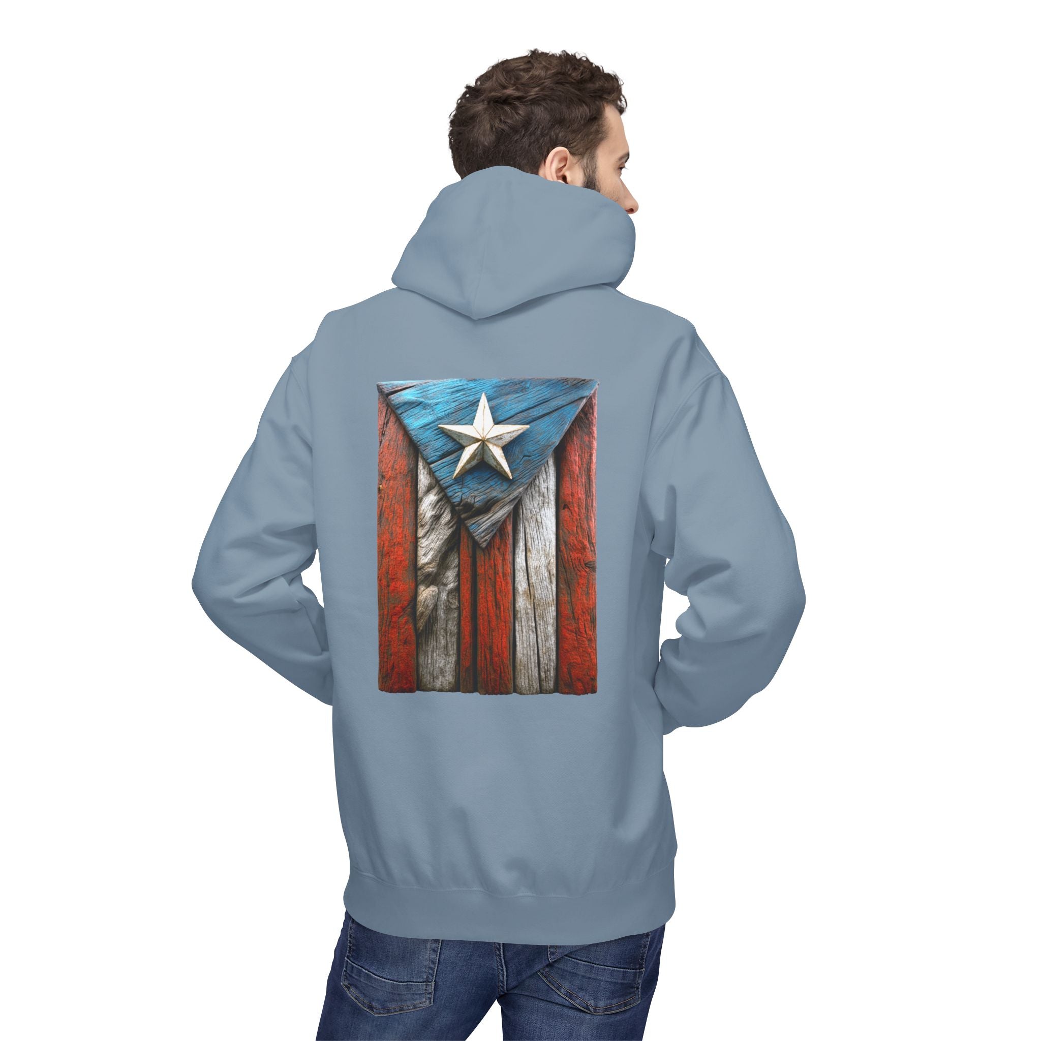 Hoodie Premium “Bandera en Madera” Orgullo de Puerto Rico 🇵🇷