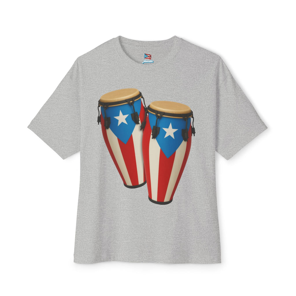 Camiseta Oversized Heavy Weight Premium front print “Batey Boricua” Congas con Bandera de Puerto Rico 🇵🇷