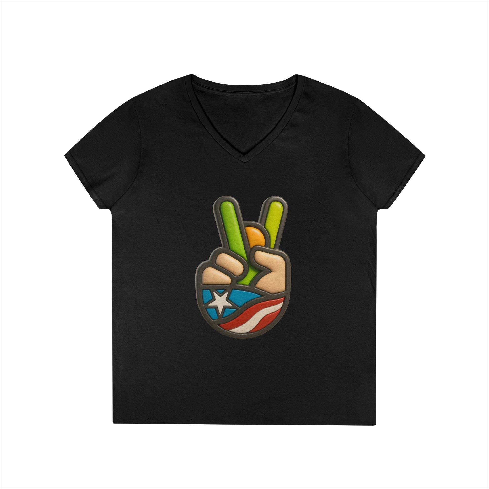 Camiseta V-Neck “Paz Boricua” Orgullo, Cultura y Estilo Caribeño 🇵🇷✌️