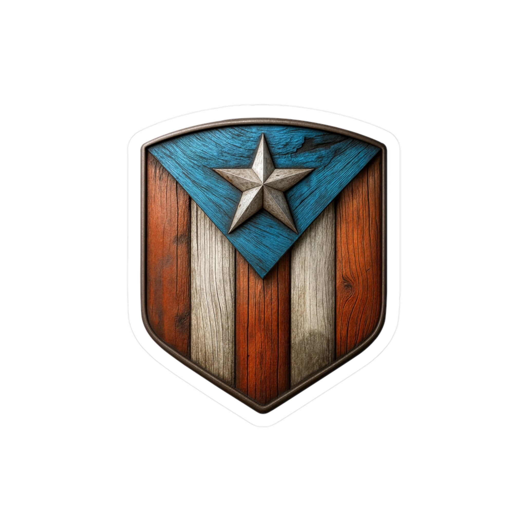Sticker Mi escudo es mi Bandera Bandera de Puerto Rico en Madera - Jibarillo