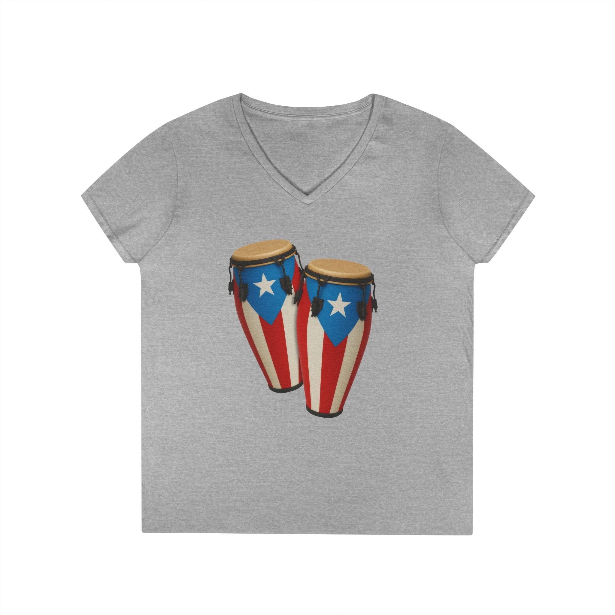 Camiseta V-Neck “Congas Boricuas” Ritmo, Cultura y Orgullo de Puerto Rico 🪘🇵🇷
