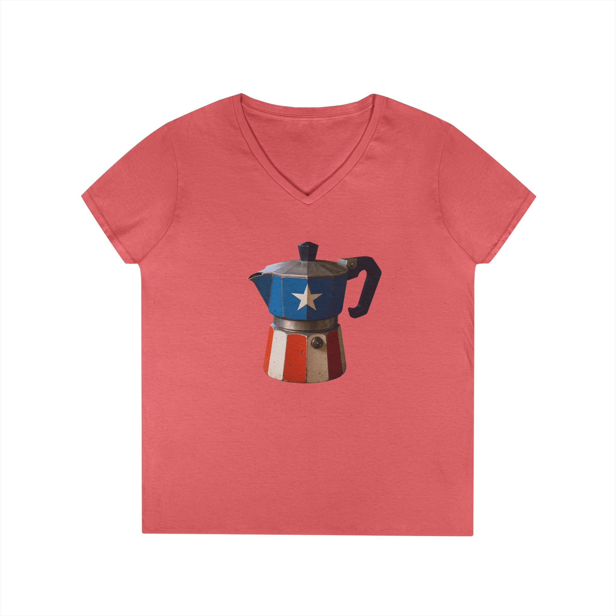 Camiseta V-Neck “Cafetera Boricua” Tradición, Sabor y Orgullo de Puerto Rico ☕🇵🇷