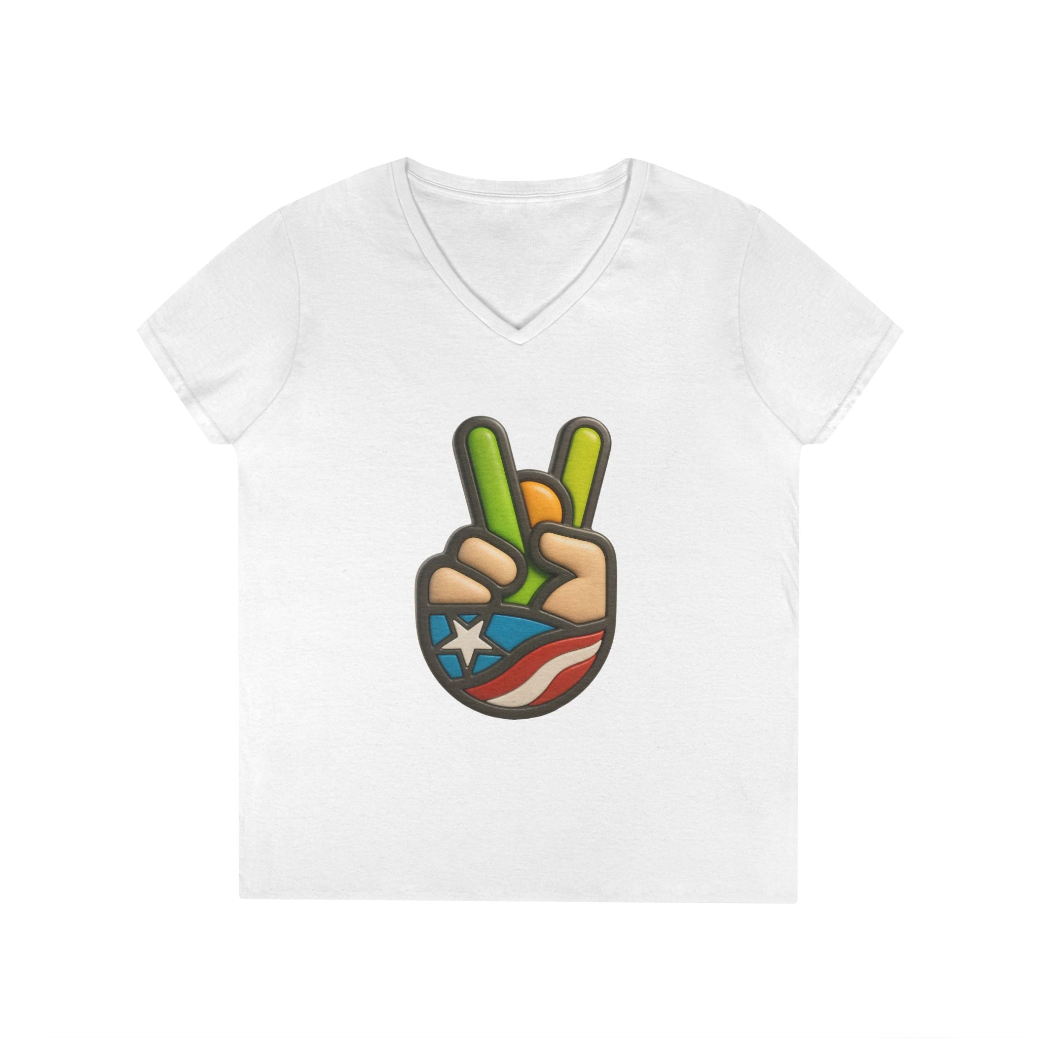 Camiseta V-Neck “Paz Boricua” Orgullo, Cultura y Estilo Caribeño 🇵🇷✌️