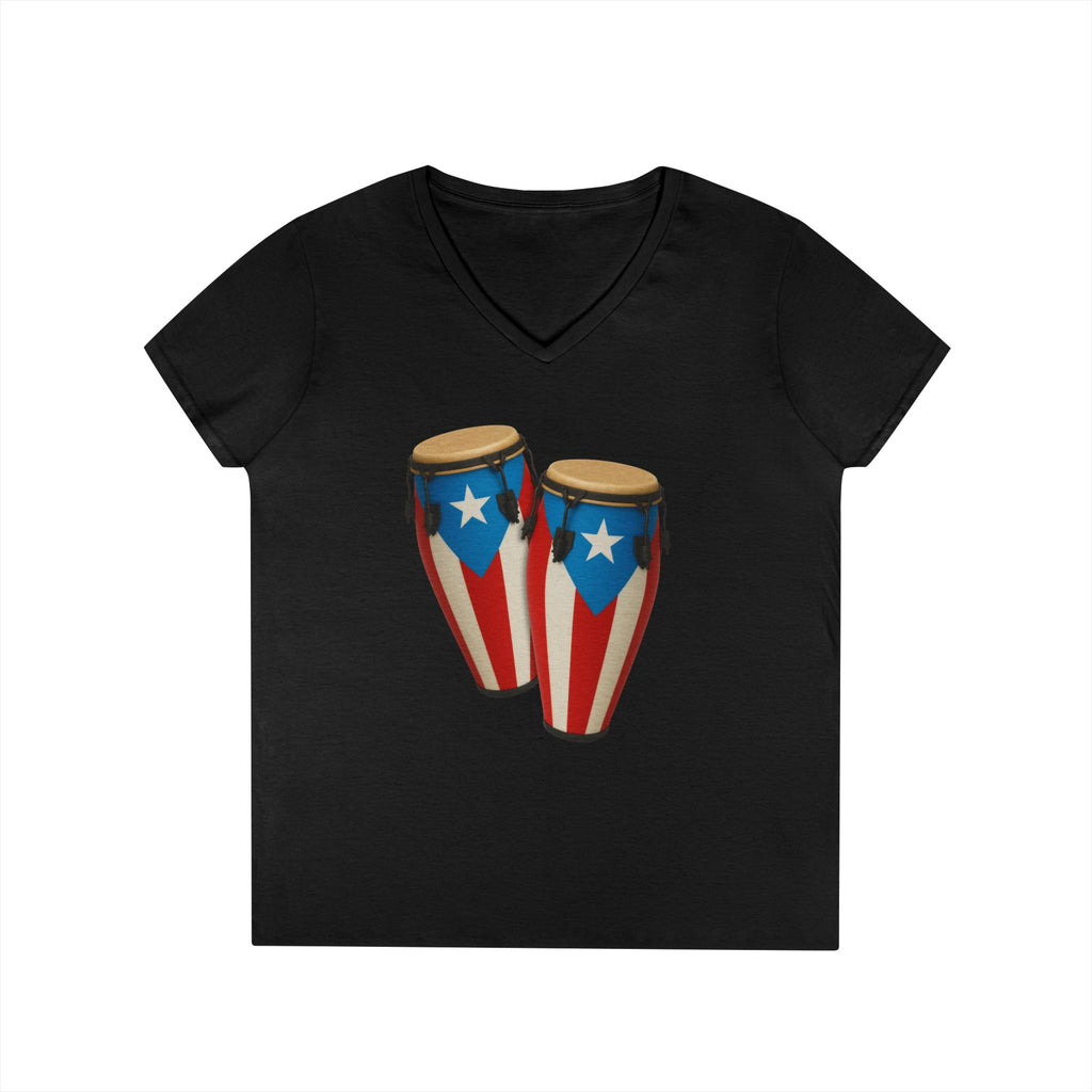 Camiseta V-Neck “Congas Boricuas” Ritmo, Cultura y Orgullo de Puerto Rico 🪘🇵🇷