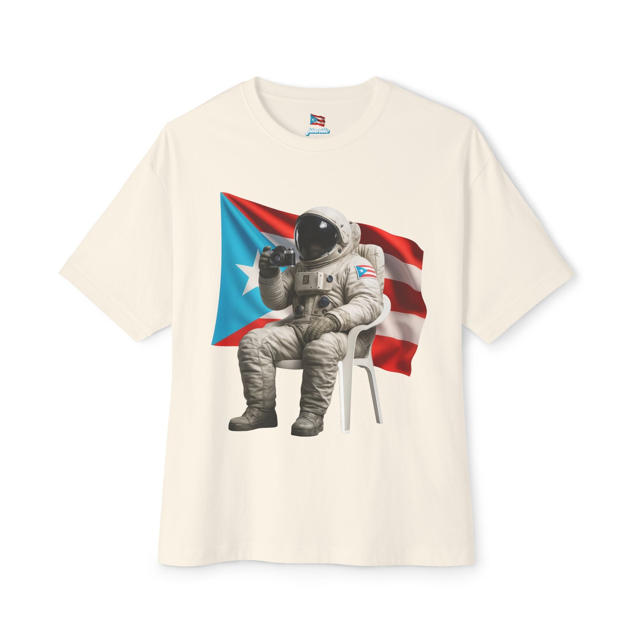 Camiseta Premium front print “Boricua en la Luna” Astronauta Boricua Oversized Heavy Weight 🇵🇷