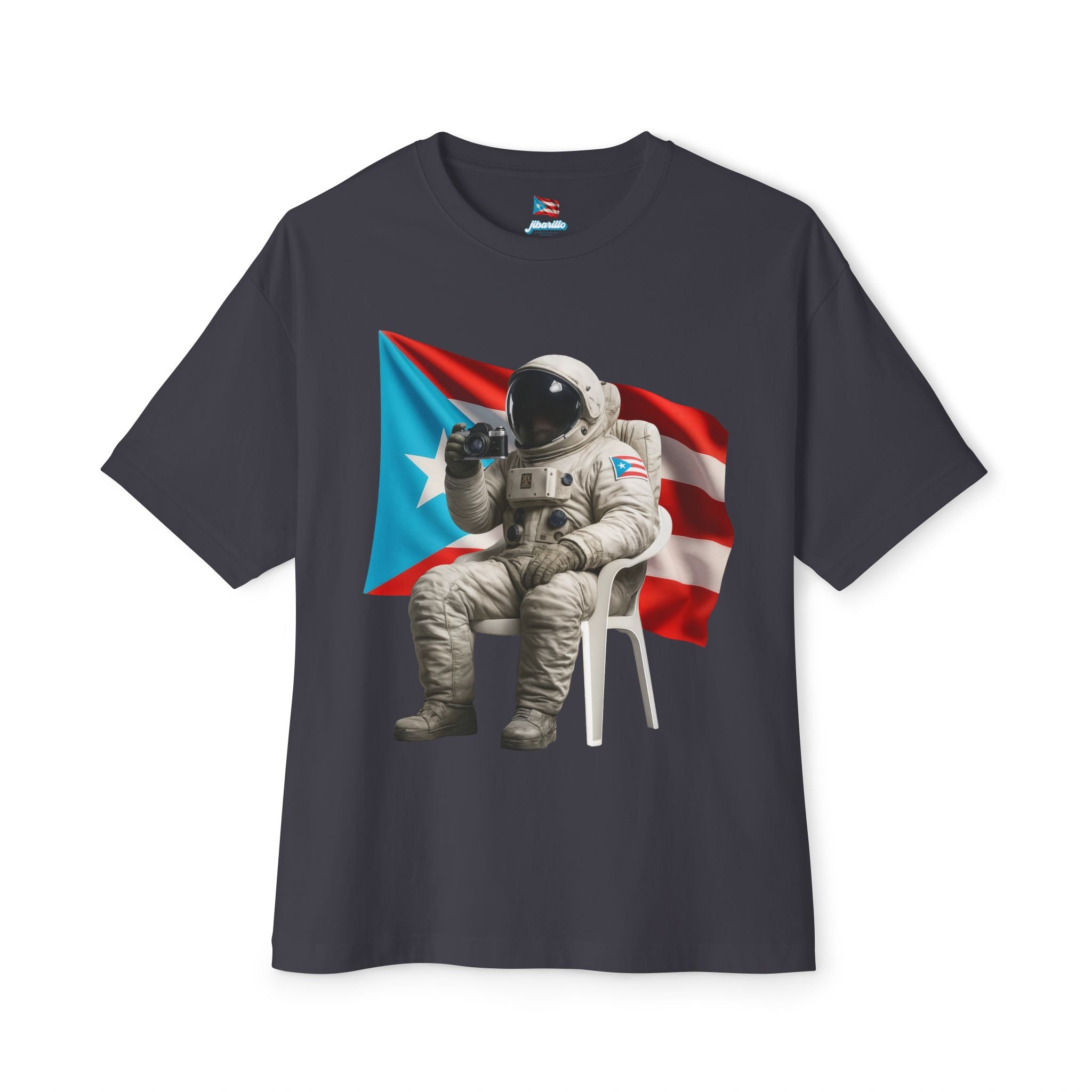 Camiseta Premium front print “Boricua en la Luna” Astronauta Boricua Oversized Heavy Weight 🇵🇷